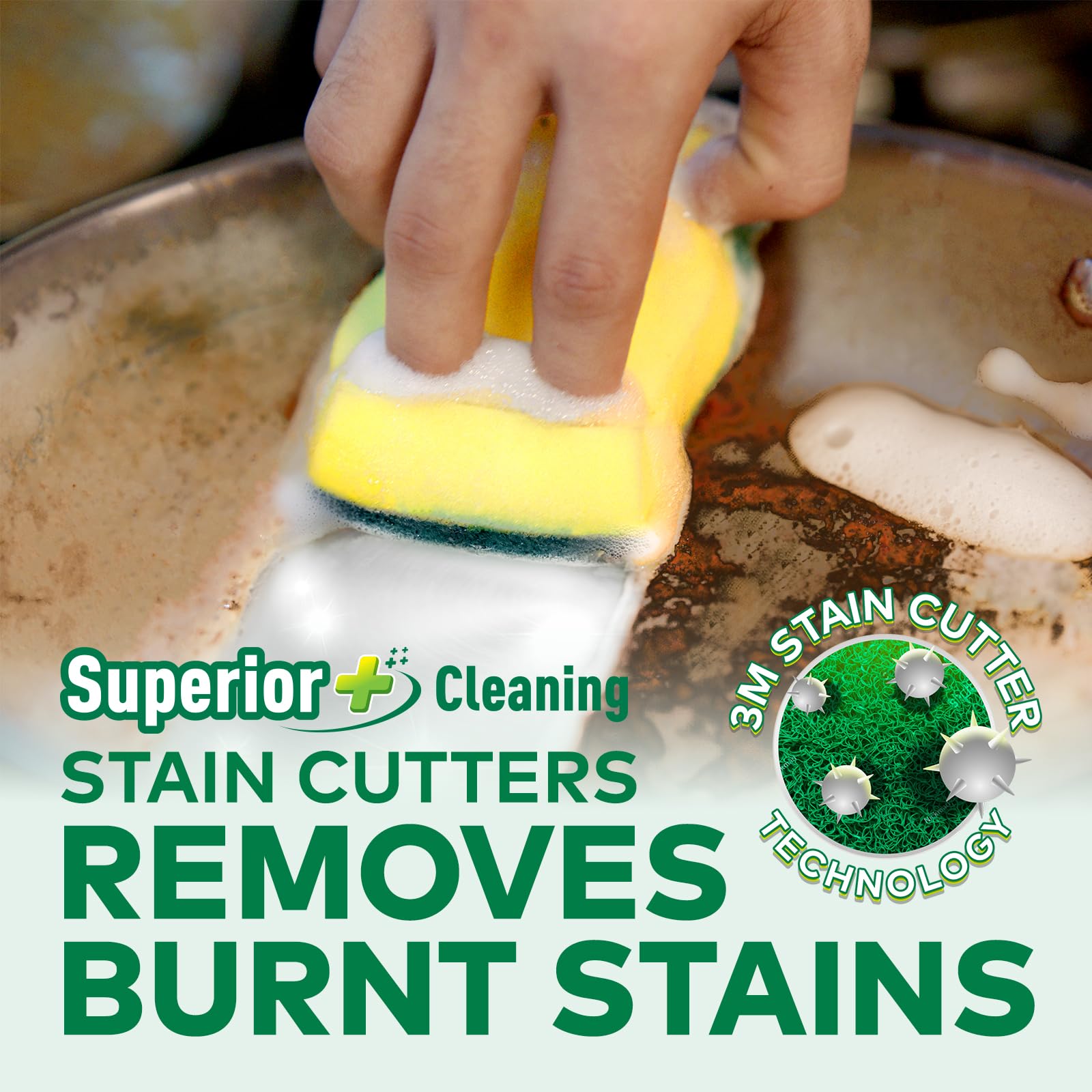 Scotch Brite Scrub Sponge -Pack of 3 for everyday utensil cleaning (Kitchen Scrubber with Sponge) image 3