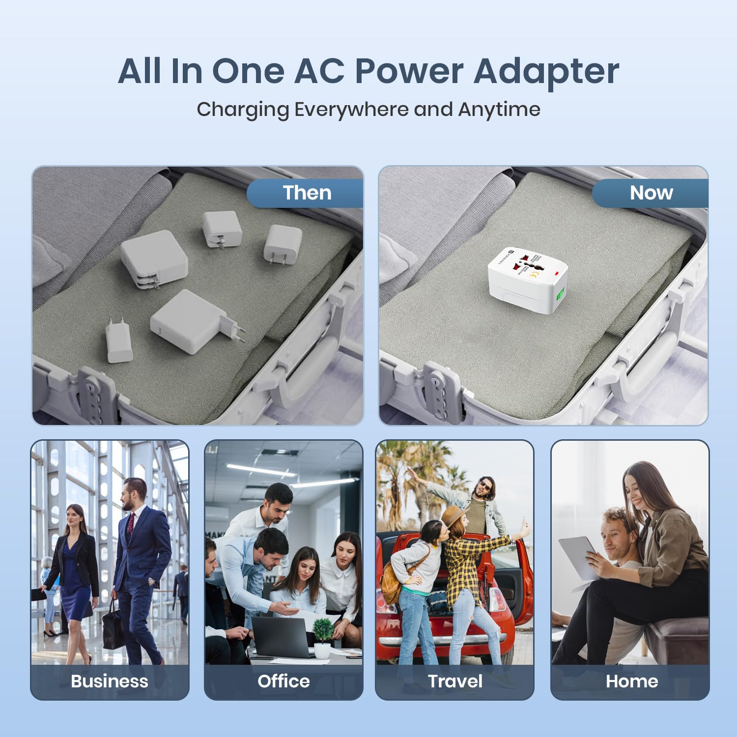 Portronics Juicemate Go Universal Travel Adapter with 6A AC Socket Output,Universal AC Socket, All in One International Travel Fast Charging Adapter,Suitable for 180+ Countries US,UK,EU,AUS,Etc image 5