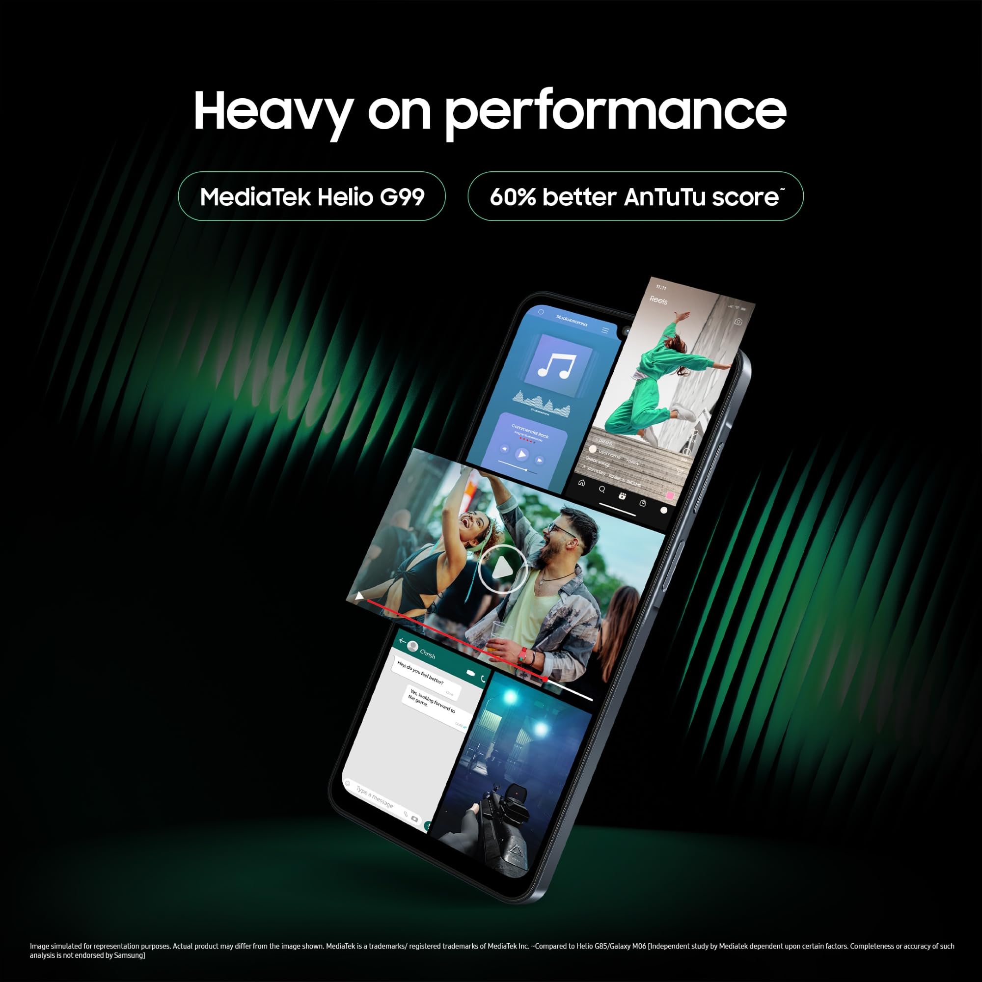 Samsung Galaxy M07 Mobile (Black, 4GB RAM, 64GB Storage) | MediaTek Helio G99 | AnTuTu 624K | IP54| 50MP Camera | 7.6mm Slim | 5000mAh Battery | 25W Fast Charging | 6 Gen OS Upgrades | Without Charger image 3