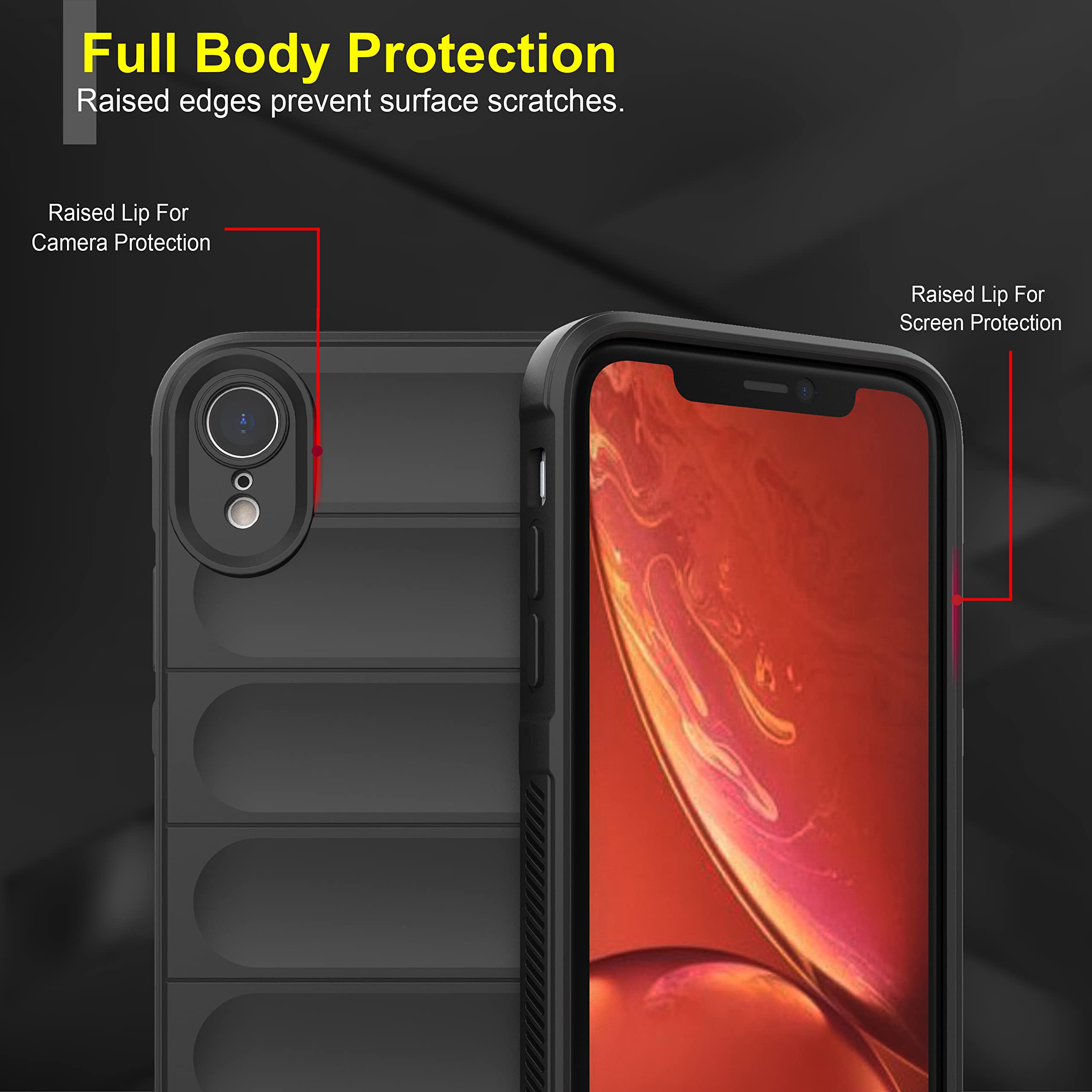 Zapcase Back Case Cover for iPhone XR | Compatible for iPhone XR Back Cover | Liquid Silicon Magic Case with Camera Protection | Black image 3