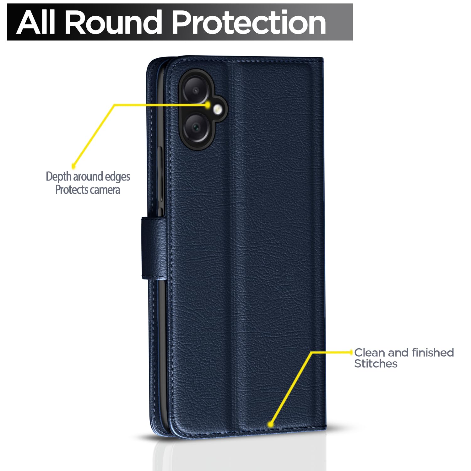 Pikkme Flip Cover Leather Finish | Inside TPU with Card Pockets | Wallet Stand and Shock Proof | Complete Protection Flip Case for Samsung Galaxy A05 / M05 / F05 (Blue) image 4
