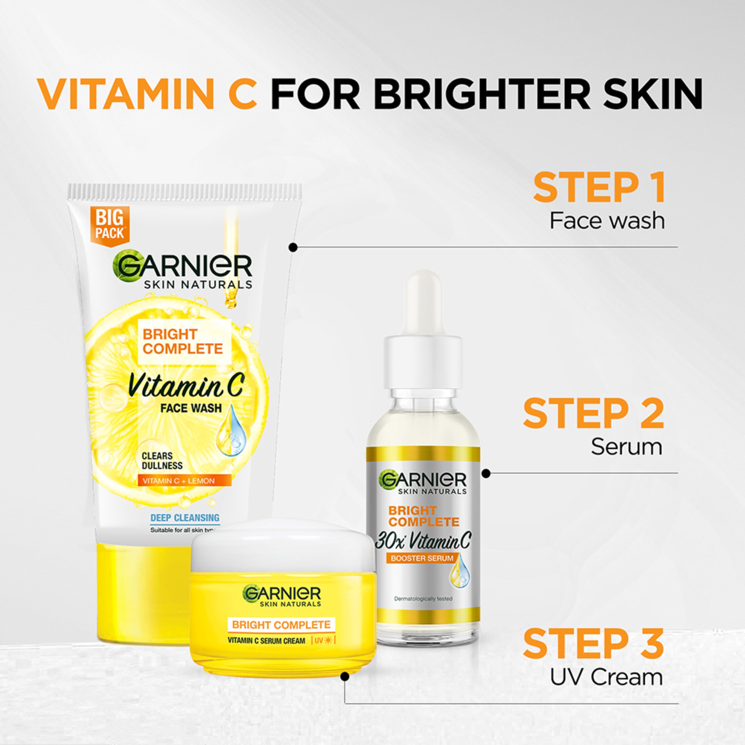 Garnier Skin Naturals Bright Complete Vitamin C Serum UV Cream, Vitamin C Day Cream for Sun Protection and Skin Brightening - Suitable For all Skin Types, 45g image 5