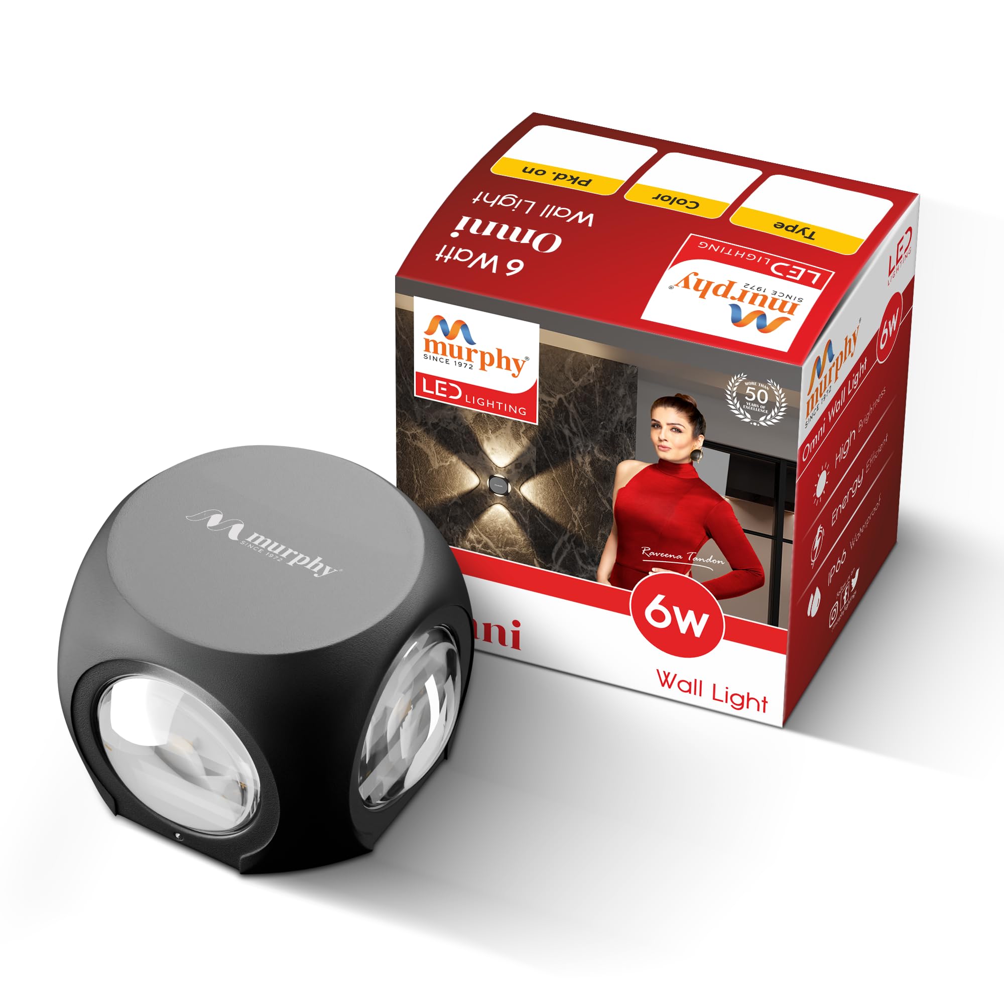 Murphy LED Outdoor Up/Down Wall Light - 6W, Warm White, (4 Multi-Directional Beams), IP65 Waterproof Aluminum Body, Pack of 1 (2-Year Warranty) image 4