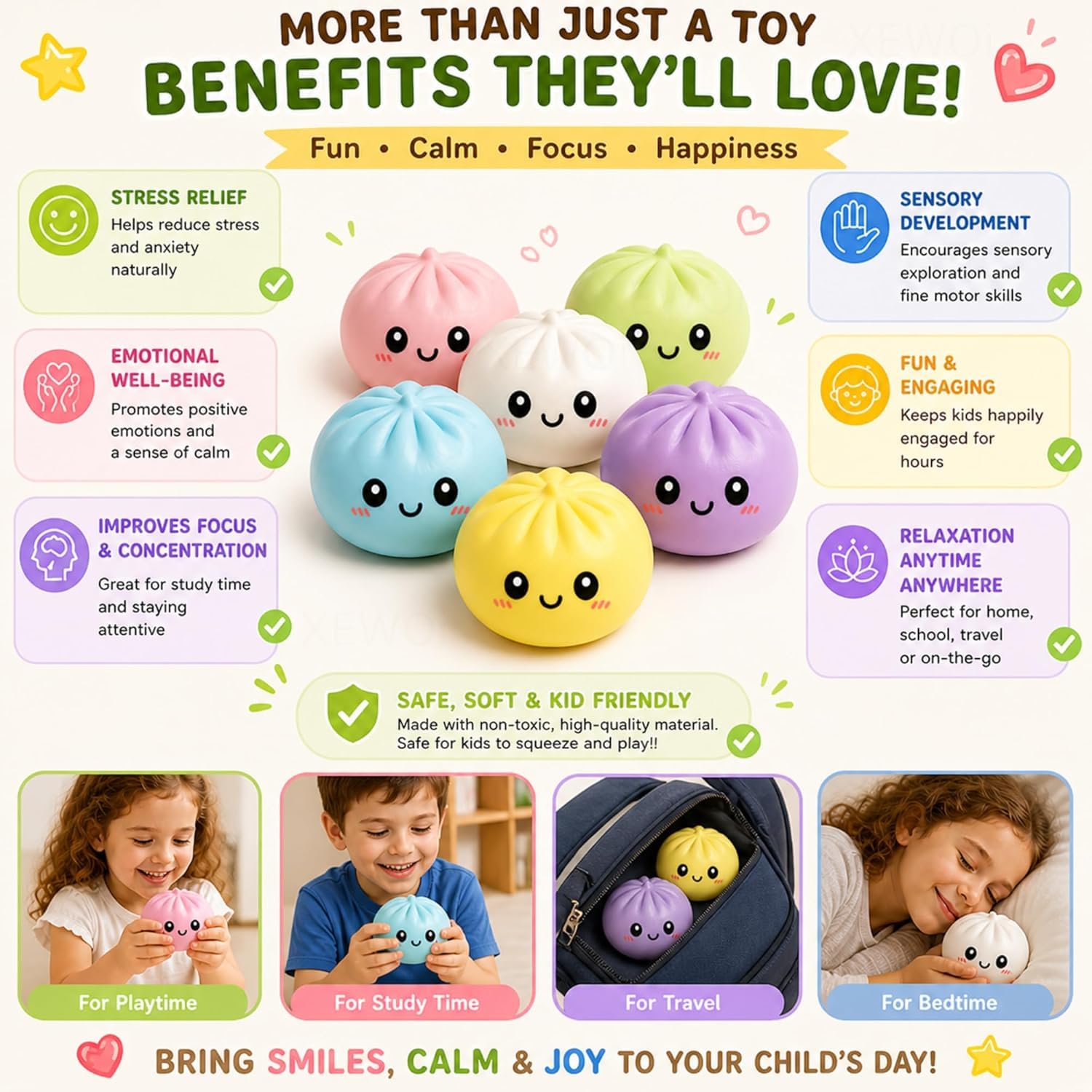 Dumpling Squishy Mystery Box | Cute Big Squishy Dumpling Stress Ball | Fidget Sensory Toy for Adults Anxiety Relief Cute Big Squishy Dumpling Stress Ball Squishy Dumpling Squishy Stress Relief image 3