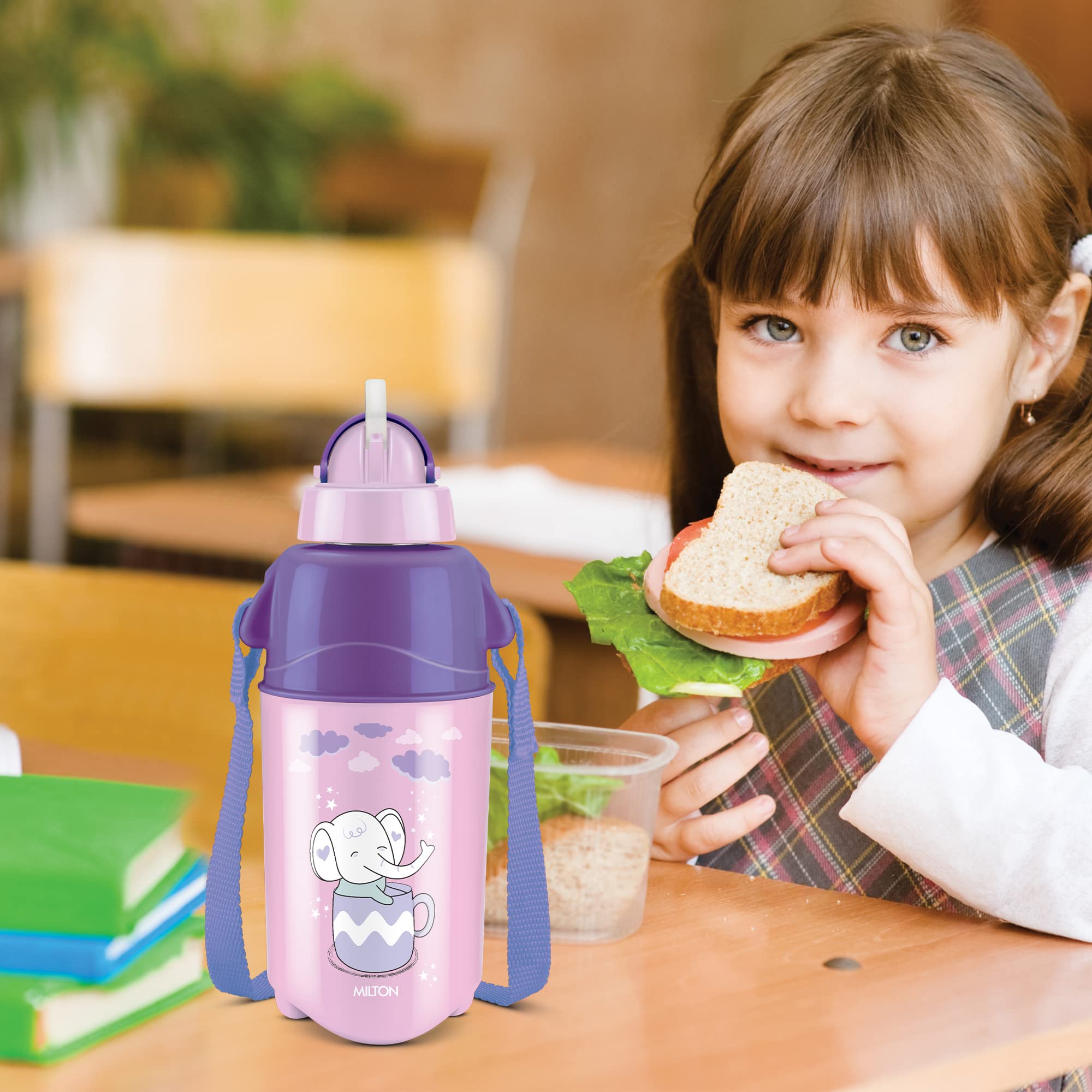 Milton Kool Trendy 400 Kids Plastic Insulated Water Bottle with Straw, 370 ml, Sipper Bottle, Leak Proof, BPA Free, Food Grade, School & Picnic Bottle, Purple image 5