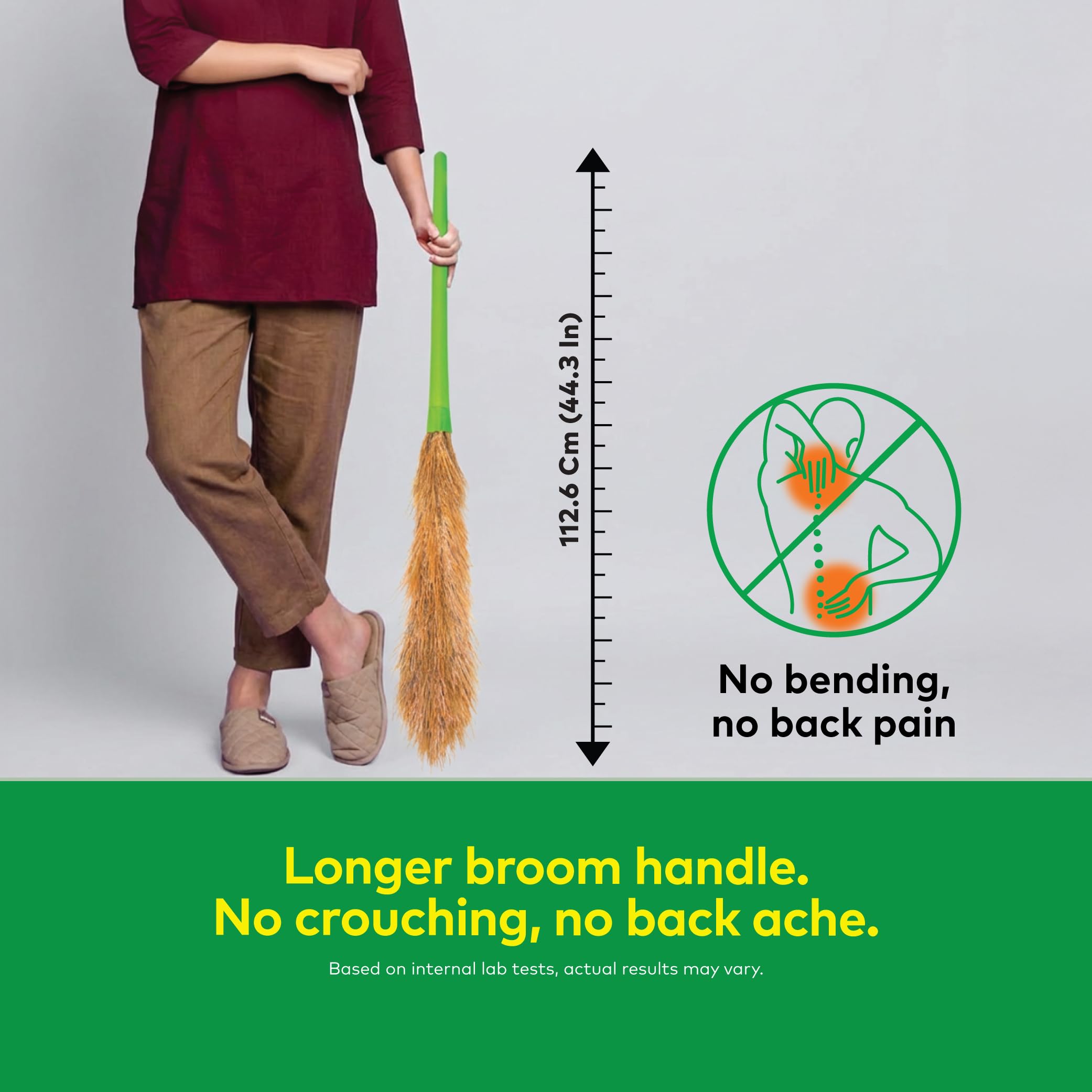 Scotch-Brite No-Dust Broom with Long Handle | Flat Fiber Jhadu for Fine Dust & Hair | Reaches All Corners | Multipurpose Floor, Cobweb & Ceiling Cleaner | No Back Strain image 4