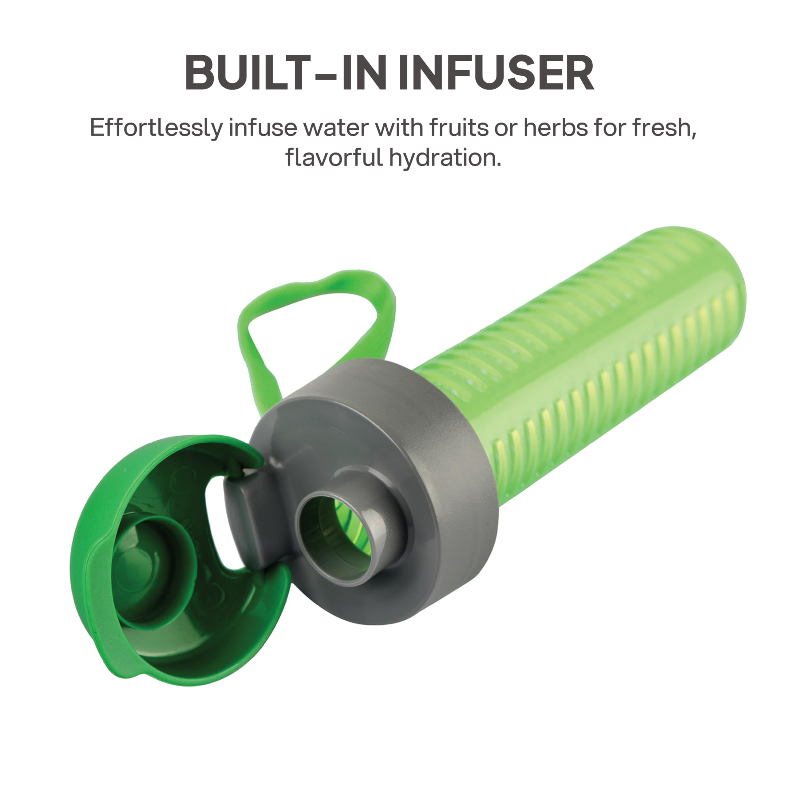 CELLO Fruit Infuser Glass Water Bottle for Office & Daily Use 750 ml Green | Durable & Stylish, Freezable & Fridge Safe, Leakproof Wide Mouth Leadfree Toughened Glass Water Bottle For Kitchen & Travel image 4