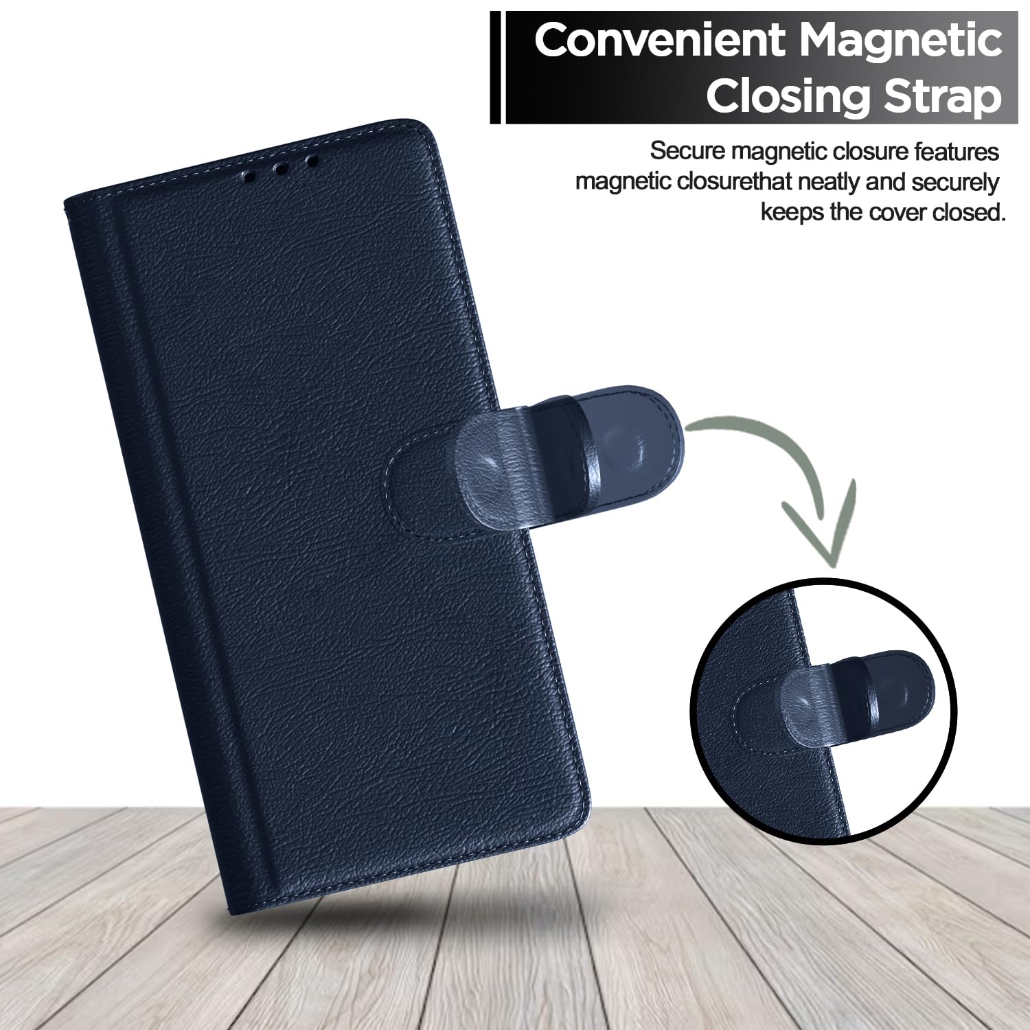 Pikkme Flip Cover Leather Finish | Inside TPU with Card Pockets | Wallet Stand and Shock Proof | Complete Protection Flip Case for Redmi 12 5G / Poco M6 Pro 5G(Blue) image 2