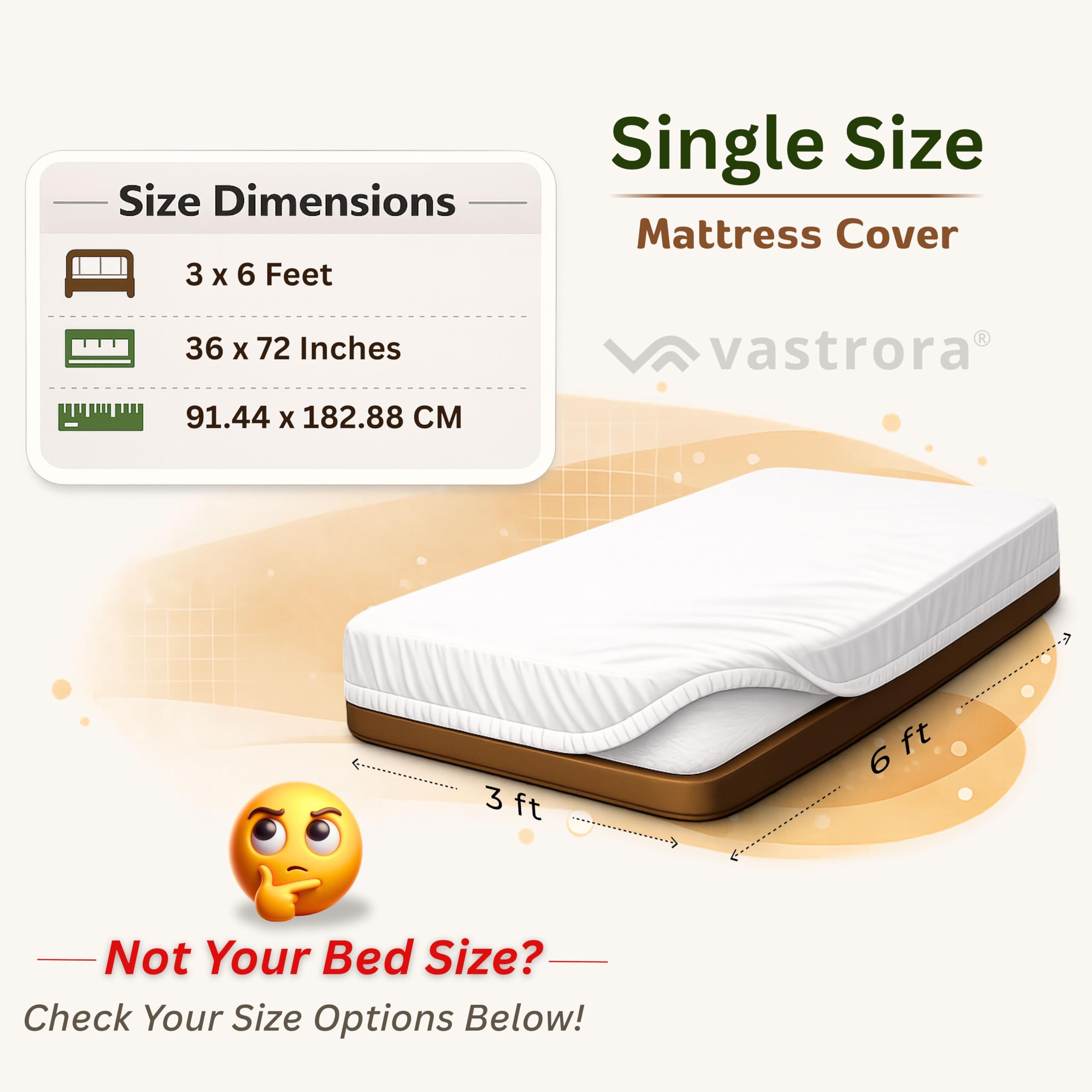 100% Waterproof Mattress Protector | Pee & Urine Proof Mattress Cover | Single Bed (3x6 Ft | 36x72 Inch) | Soft Terry Cotton Elastic Fitted Bed Protector | Breathable, Noiseless Bed Cover image 2