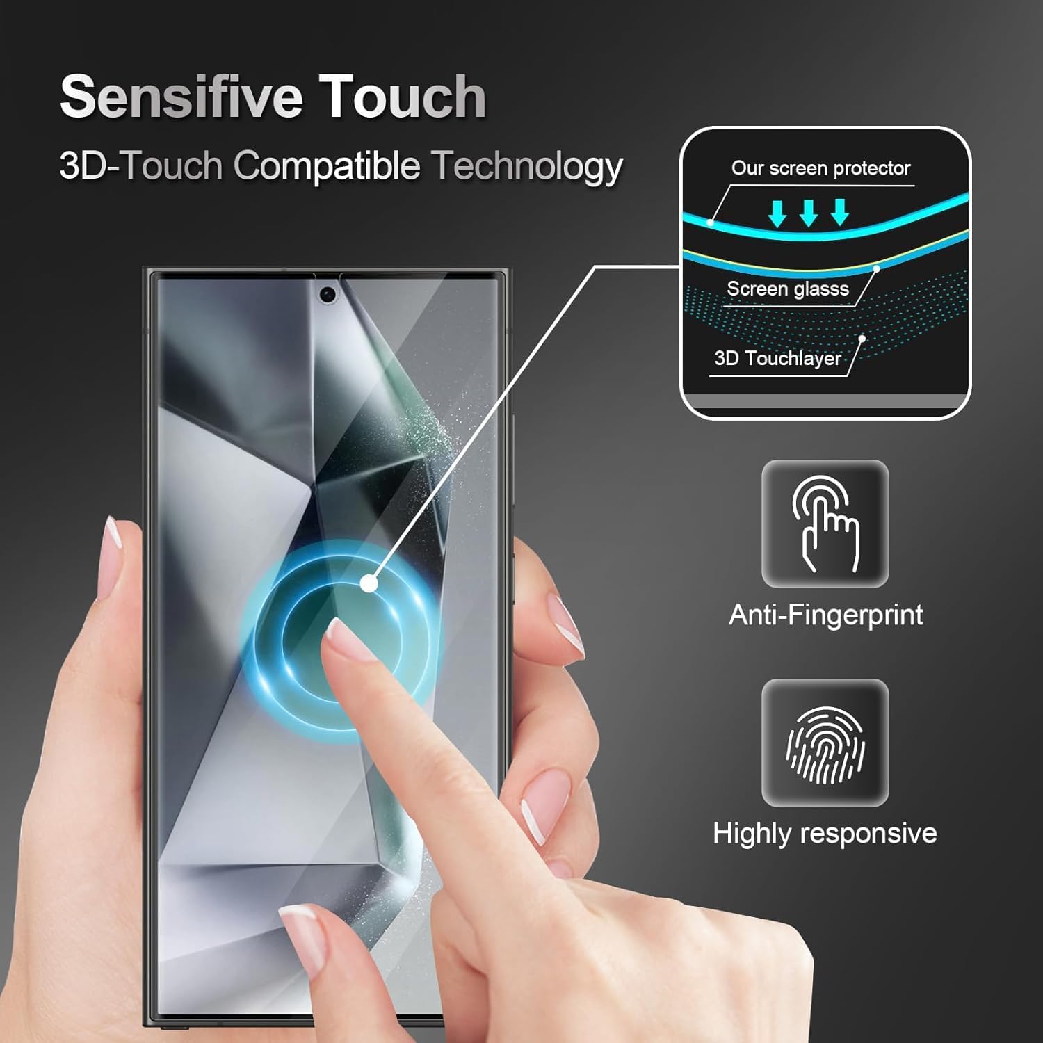OpenTech® Military-Grade Gorilla Tempered Glass for Samsung Galaxy S25 Ultra (6.9 Inch) with Fingerprint Unlock, Edge to Edge Coverage - Case Friendly, Anti-scratch and Bubble free installation kit image 5