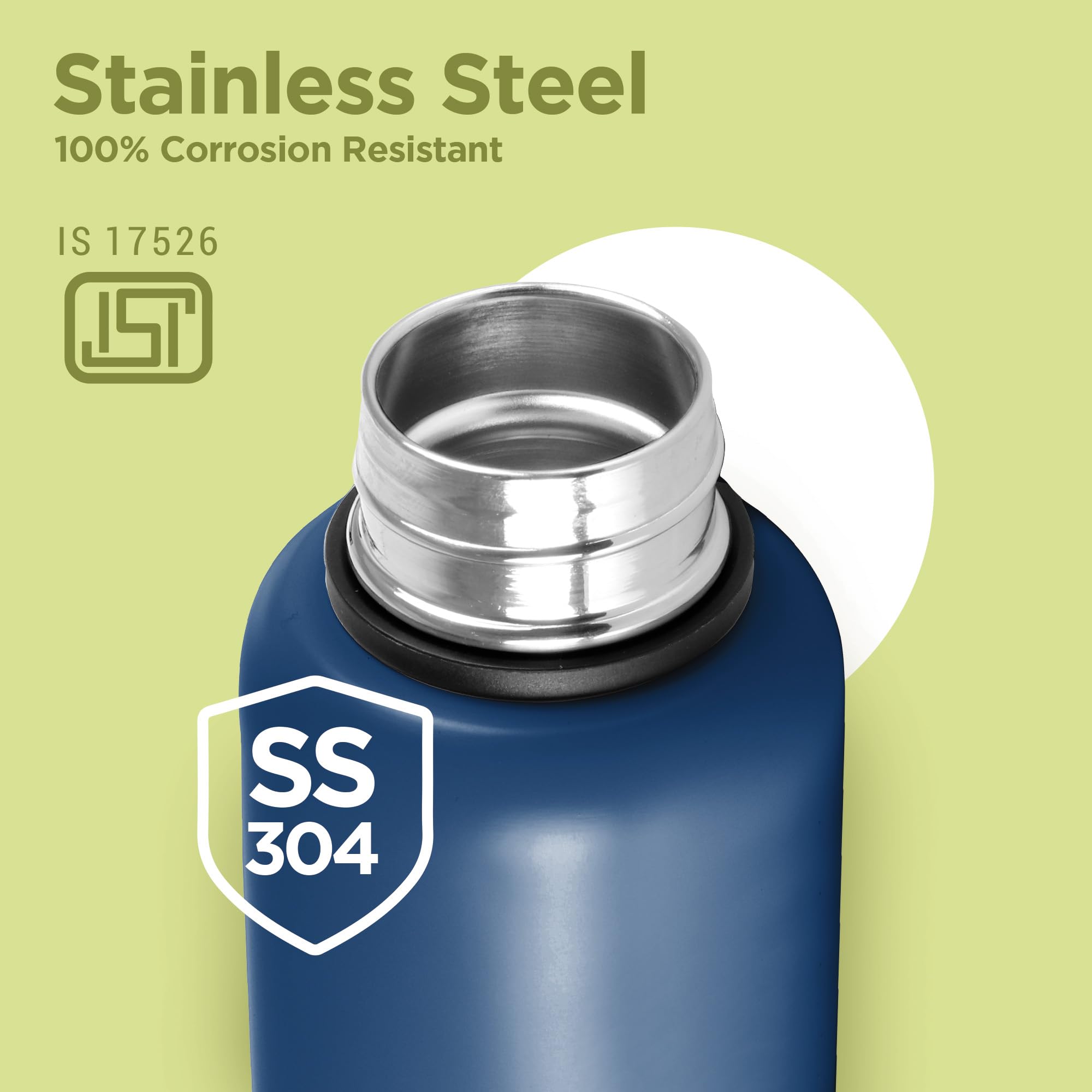 Milton Aura 1000 Thermosteel Water Bottle, 24 Hr Hot and Cold I Leak Proof Lid, ISI Certified I Vacuum Insulated I for Office, Gym, School I Dark Blue image 3