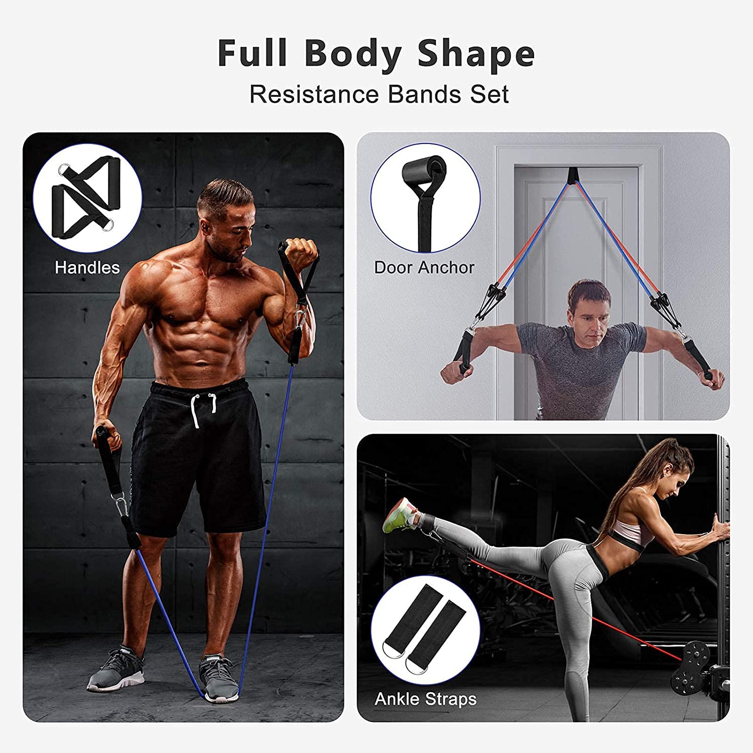 Fashnex Resistance Bands Set for Exercise, Stretching and Workout Toning Tube Kit with Foam Handles, Door Anchor, Ankle Strap and Carry Bag for Men, Women image 5