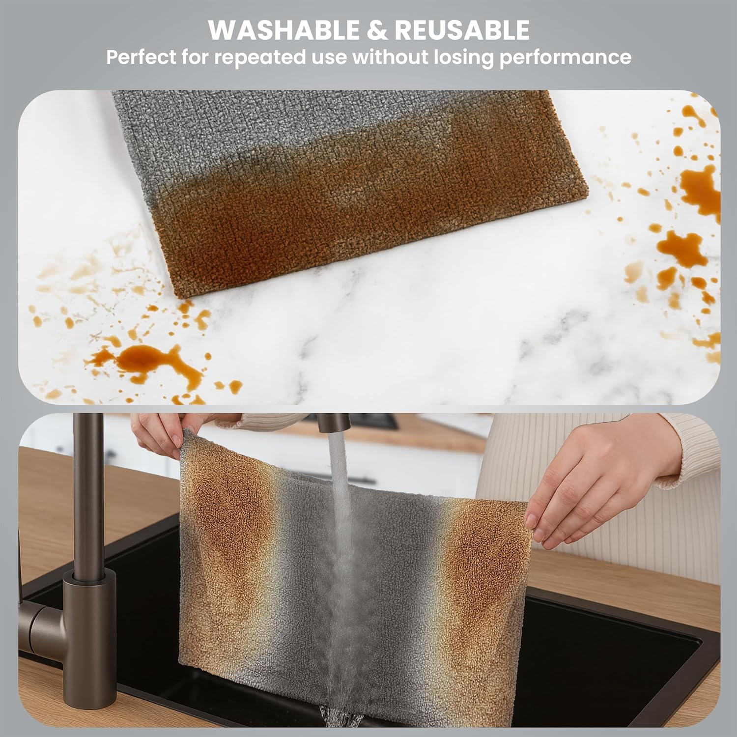 Microfiber Cleaning Cloth Roll, 20Pcs, 4000 Times Washable - 10X Cheaper Than Paper Kitchen Towel Roll - Ultra Absorbent Lint Free Microfiber Cleaning Cloth for Kitchen - Tearable image 4