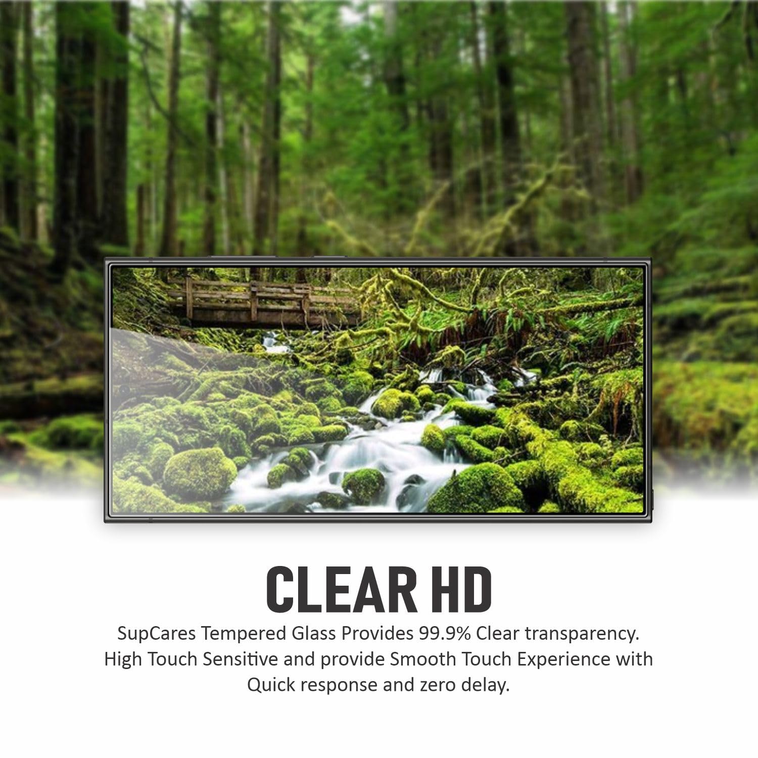 SupCares Tempered Glass for Samsung Galaxy S24 Ultra (6.8 Inch) With Installation Kit | Military-Grade Gorilla Screen Protector | Edge to Edge Coverage | Black image 2