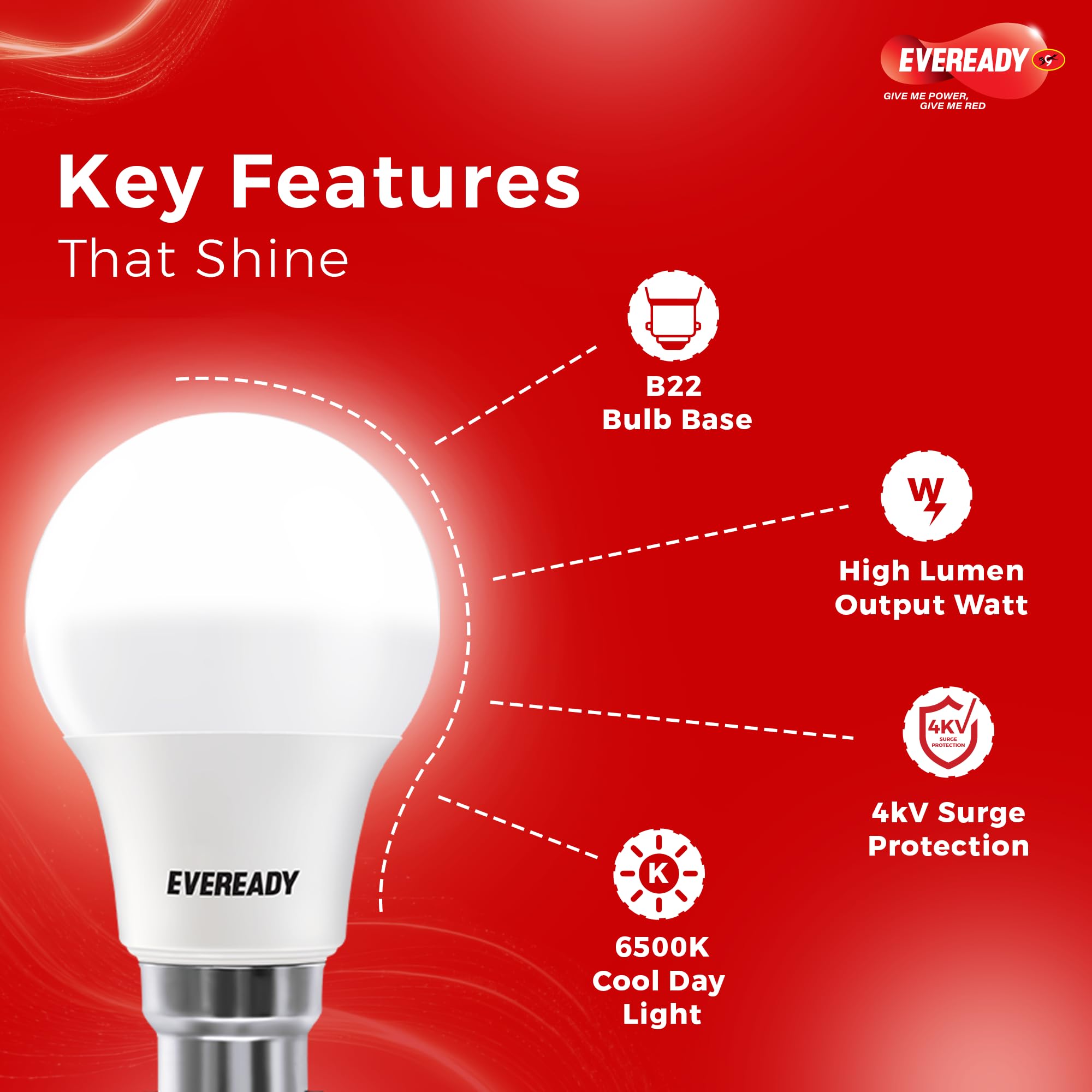 EVEREADY 9W LED Bulb, Cool Day Light (6500K), B22 Base image 4