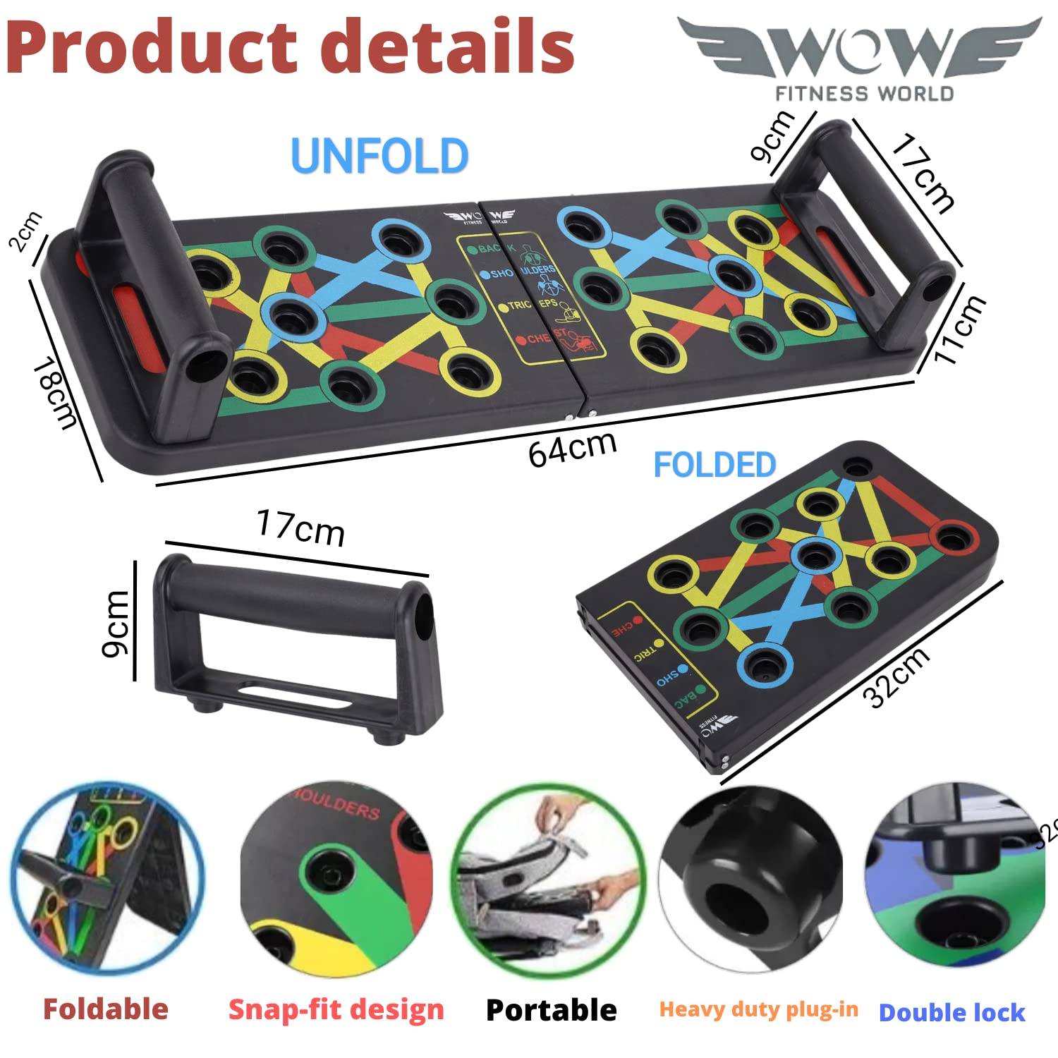 Pushup Board with Ebook training guide(Downloadable) -15 in 1 Pushup Board for Men & Women - Foldable Push-up Board and Push up bar System - Push up Board for Men - Flex Board (PUSH UP BOARD COMBO) image 4