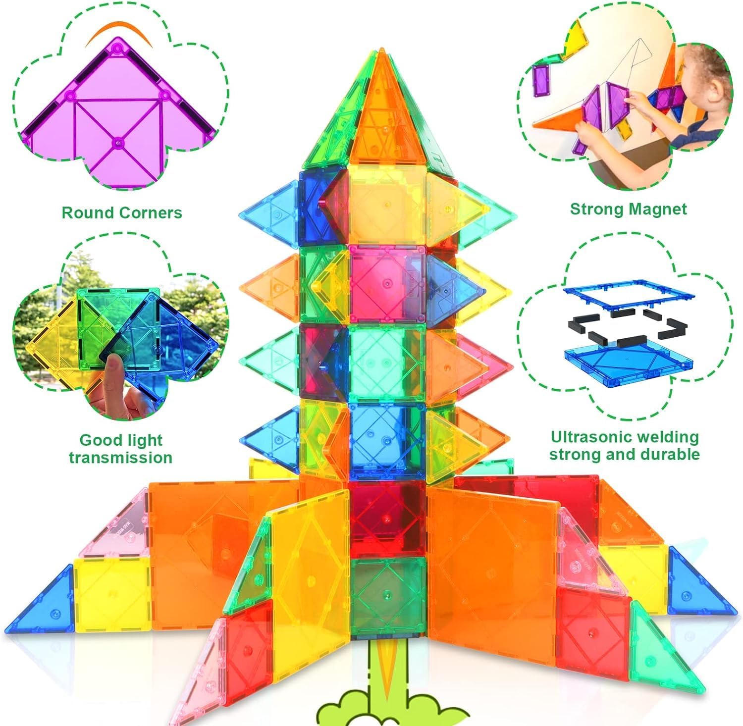 WireScorts® Magnetic Tiles for Kid, Magnetic Building Blocks for Kids 3 4 5 6 7 8 Years, Educational Learning Toys for 2 3 4 5 Year, Magnetic Toys for Kids, Learning Educational Brain Toys - 26Pcs image 5