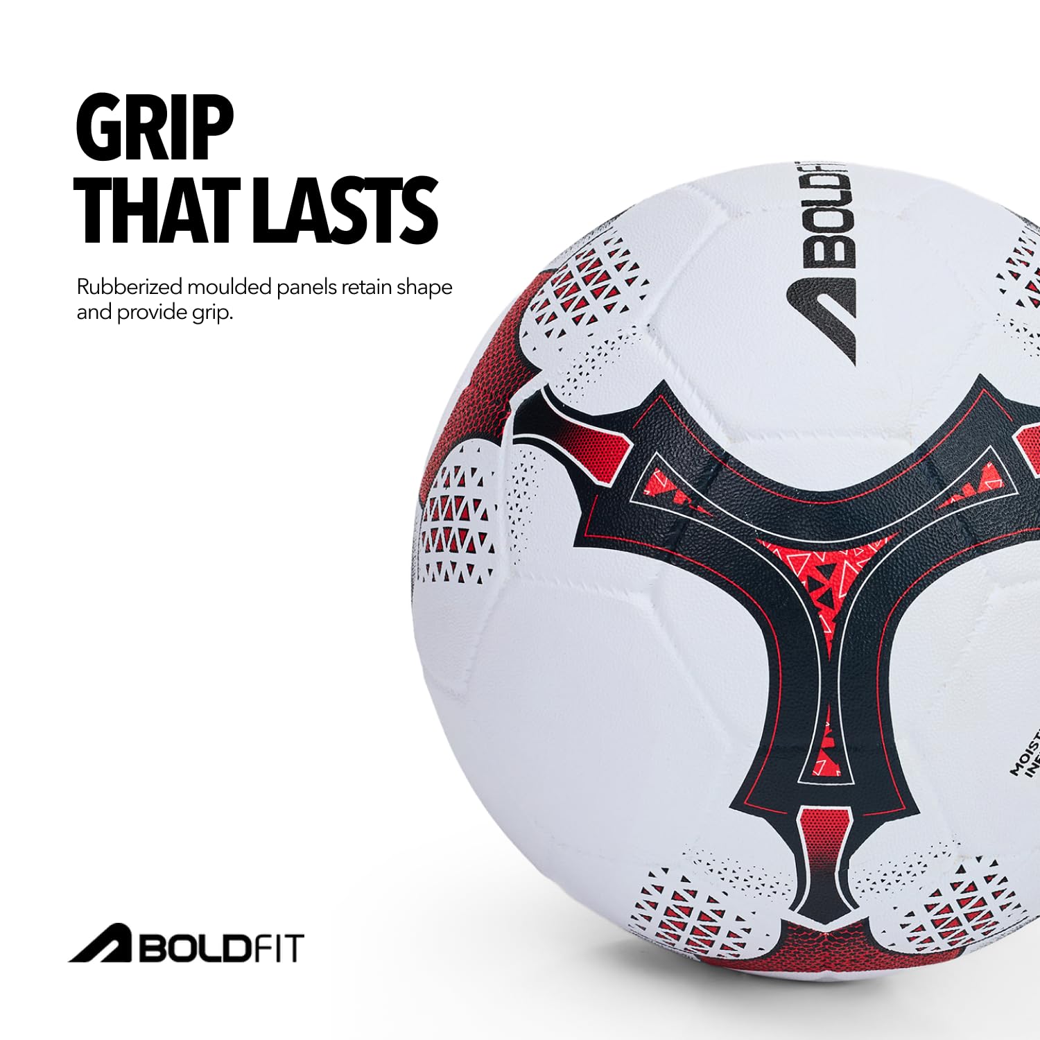 Boldfit Blaze Football Practise Foot Ball with Pump Training Football Size 5 Original for All Ages Group Rubber Moulded Standard Sports Foot Ball for Ground, Grass, Turf, Outdoor Waterproof - Red image 2