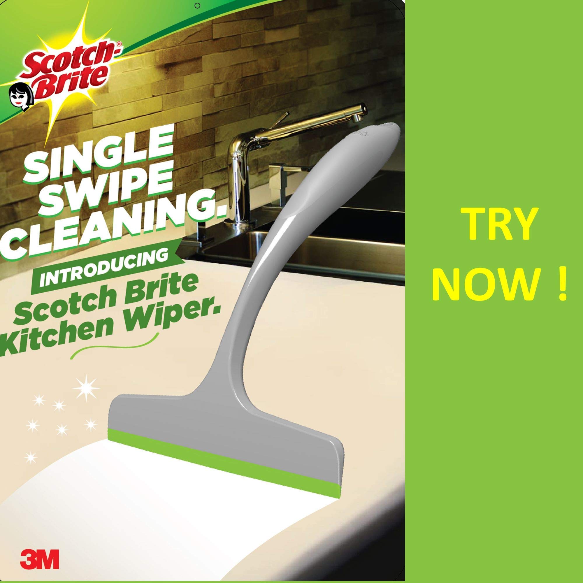 Scotch-Brite Small wiper for Kitchen, Bathroom, Dinning tables, car windows wiping, instant dry surface, Superior TPE Blade, moulded handle image 5