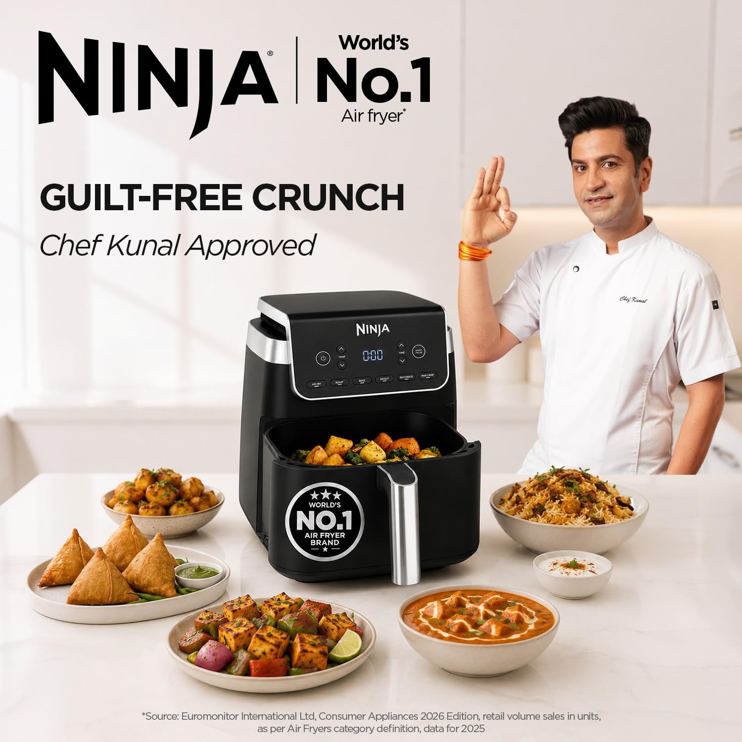 Ninja Air Fryer MAX PRO 6.2L (AF180IN) | 2000W | Max Crisp Technology | Variable Air Flow | PFOA-Free Non-Stick | 6-in-1 Air Fry, Roast, Bake & More | Cook from Frozen to Crispy image 3