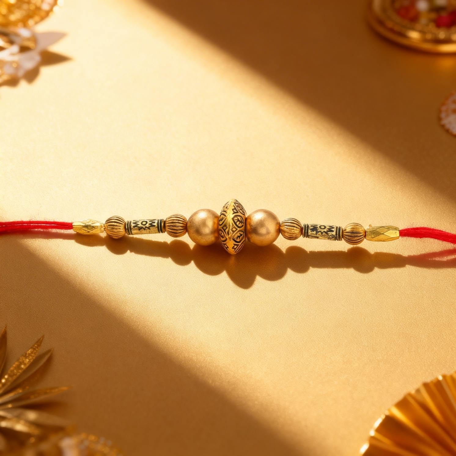 Golden Beads Dhaga Rakhi