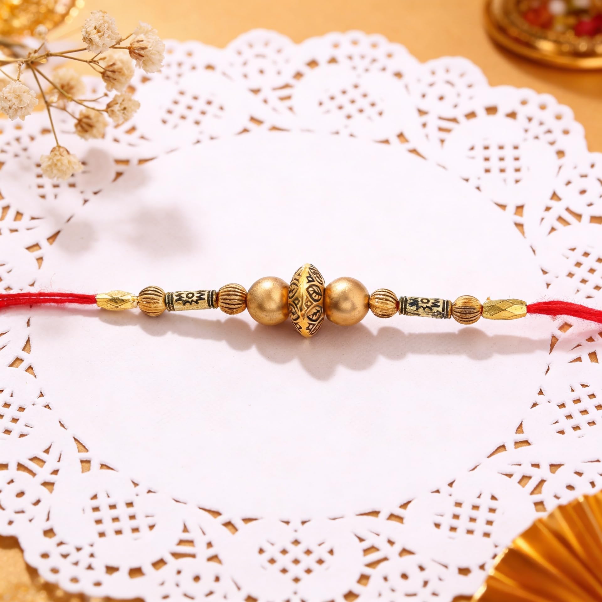 Golden Beads Dhaga Rakhi image 4