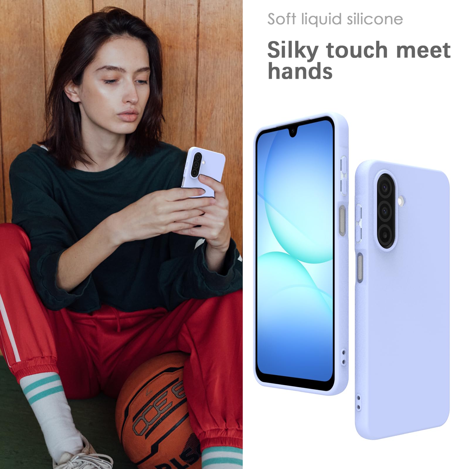 YATWIN Silicone Case for Samsung Galaxy A17 4g/5g, Soft-Touch, Shockproof, DustProof, Antiskid Phone Cover for Samsung Galaxy A17 4g/5g - Lilac image 4
