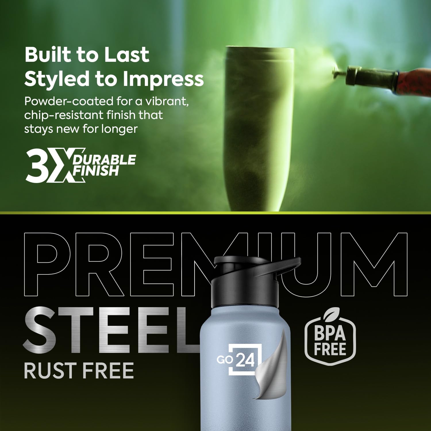 PEXPO Water Bottle 1 ltr Stainless Steel Sports/Fridge Bottle with Sipper Cap | Single Wall | For Home, Office, Gym, Travelling | Lightweight | BPA Free | Craft Pro 950ml | Grey-Knight Black Ombre image 4