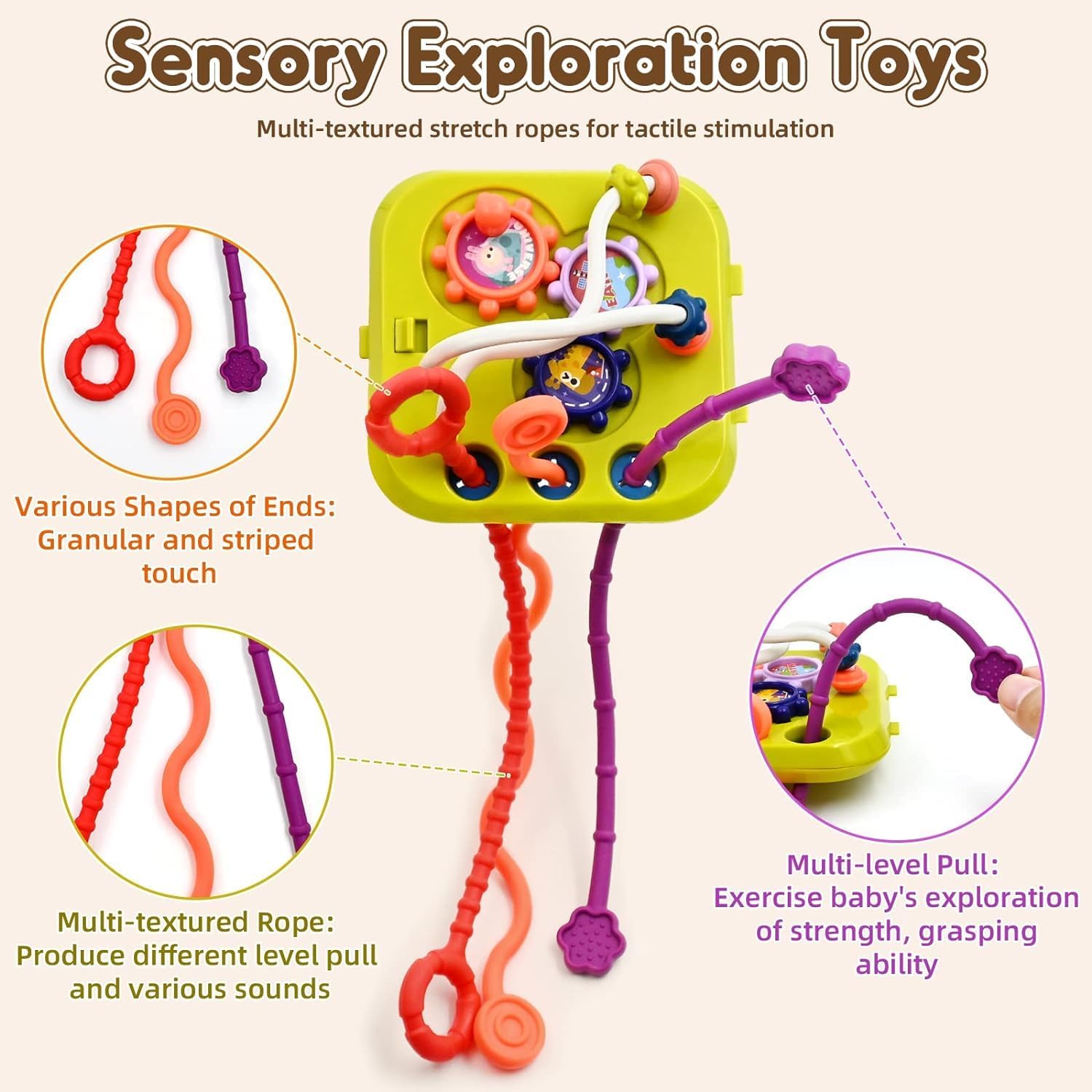 TEC TAVAKKAL Montessori 7 in 1 Baby Sensory Toy for Kids - Educational Learning Shape Sorter, Activity Stacking, Interactive Fine Motor Skill Development - Multicolor image 4