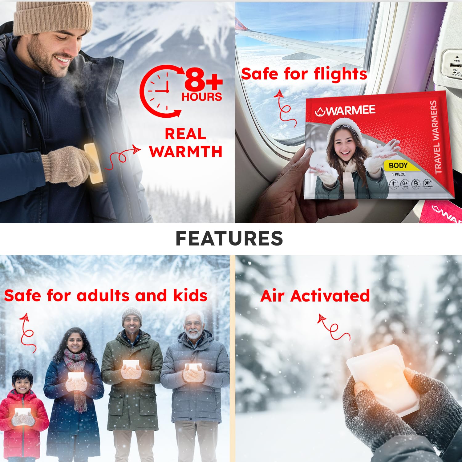 WARMEE Body Warmers (Pack of 5 pcs) Safe & Natural Heat Patches, Heat Packs for Men, Women and Children || Travel Warmers to Stay Warm in Winters|| Camping, Trekking, Holidays image 5