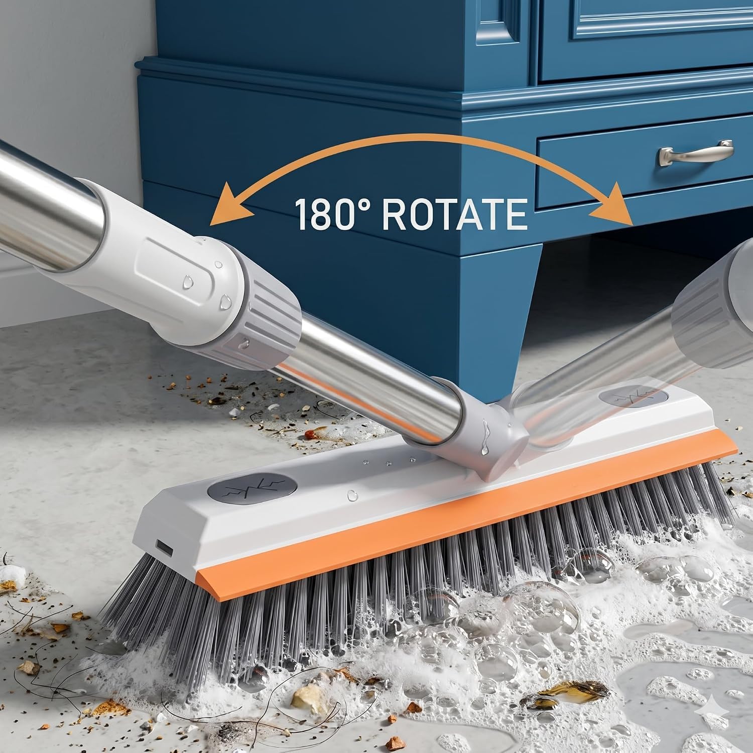3-in-1 Bathroom Cleaning Brush with Wiper – 180° Rotating V-Shaped Brush image 3