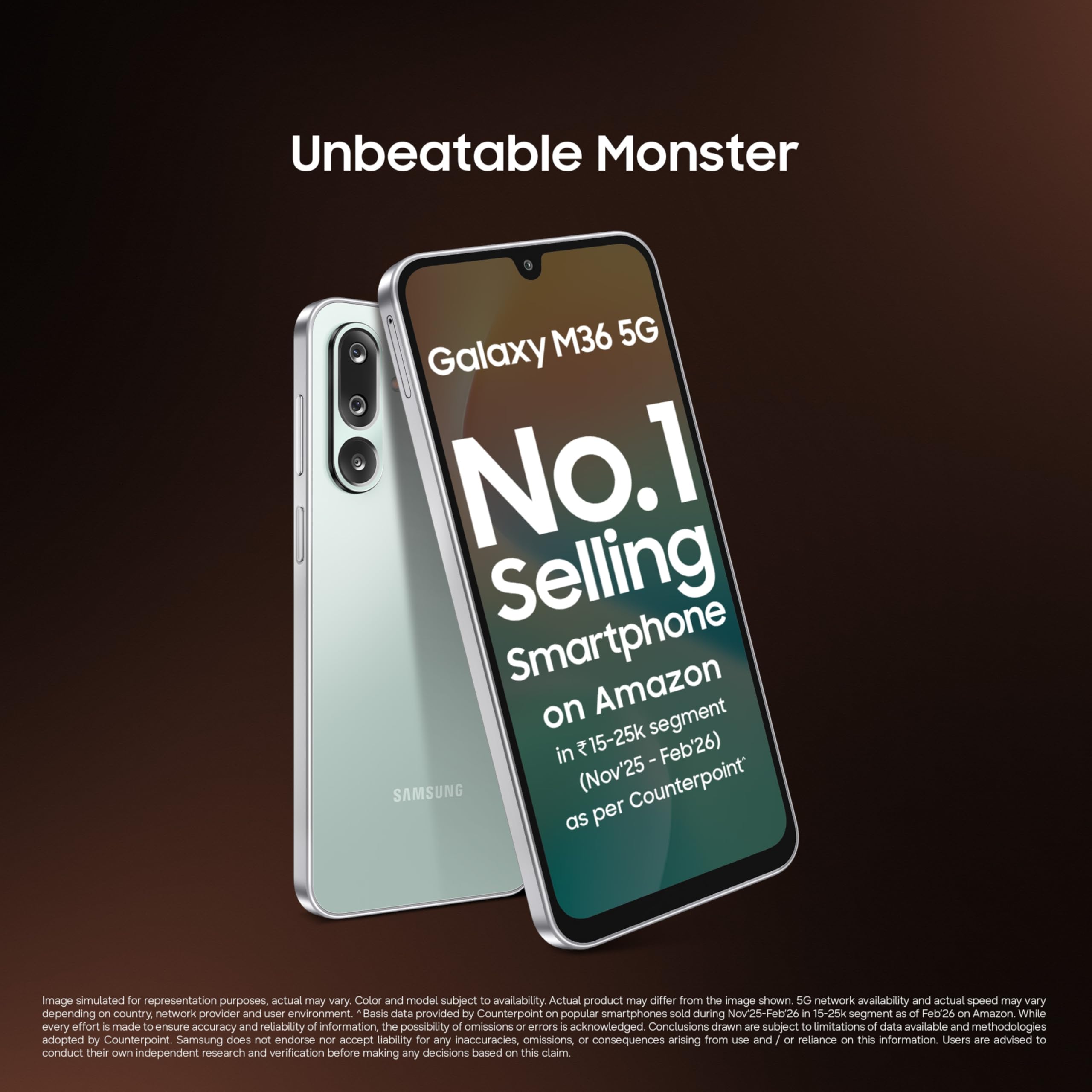 Samsung Galaxy M36 5G Mobile (Serene Green, 6GB RAM, 128GB Storage) | Google Gemini| Gorilla Glass Victus+ | 7.7mm | AI Enhanced 50MP OIS Triple Camera| Nightography| Lag-free Gaming | Without Charger image 2