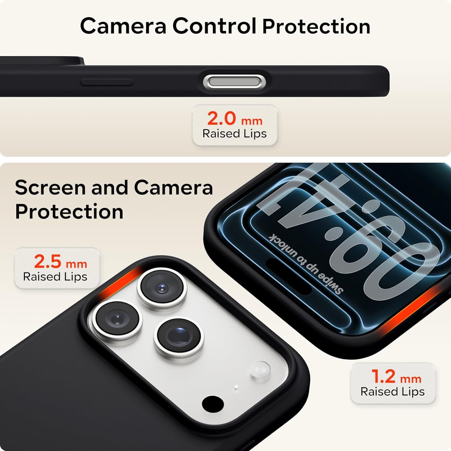 DIZORO Compatible with iPhone 17 Pro Max / 18 Pro Max Case, Liquid Silicone 3 Layers Full Covered Soft Gel Rubber Phone Case,Shockproof Protective Cover with Anti-Scratch Microfiber Lining-Black image 2