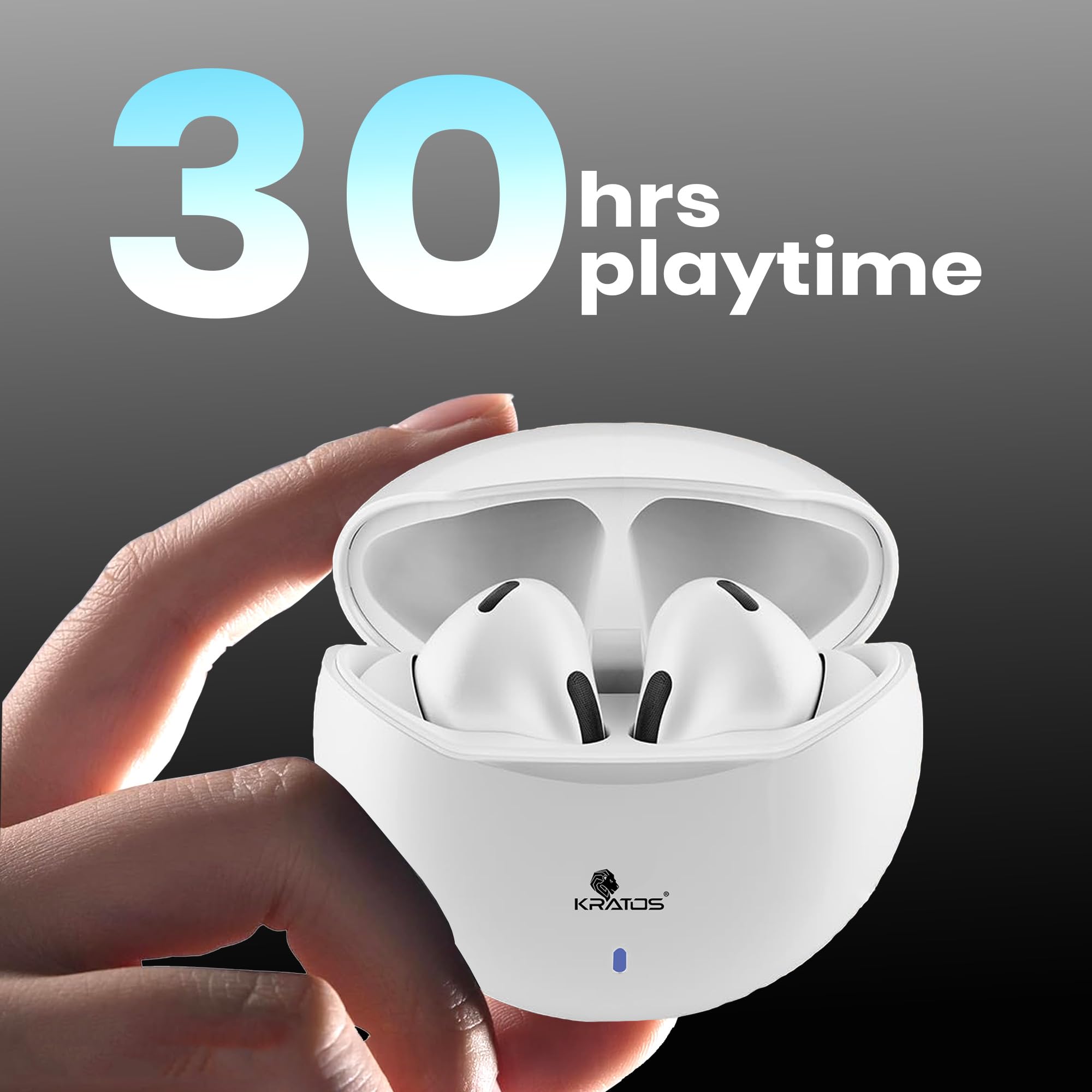 Kratos TW02 Ear Buds Wireless with 30H Playtime, Noise Isolation & Clear Calls, Bluetooth Earbuds with Voice Assistant, Ear Buds with Bluetooth V 5.3 & with Type C Fast Charging, IPX5 TWS Earphones image 2