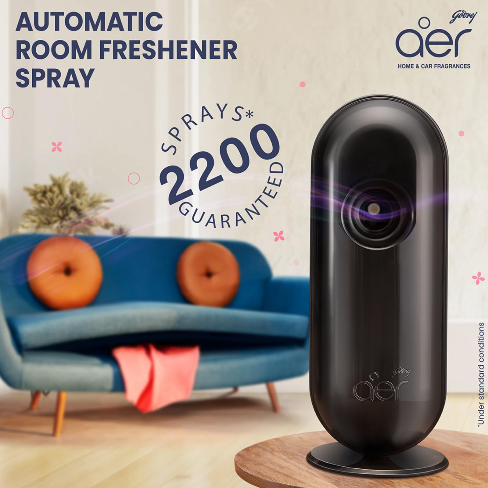 Godrej aer Matic Kit (Machine + 1 Refill) - Automatic Room Fresheners with Flexi Control Spray | Violet Valley Bloom | 2200 Sprays Guaranteed | Lasts up to 60 days (210ml) image 3