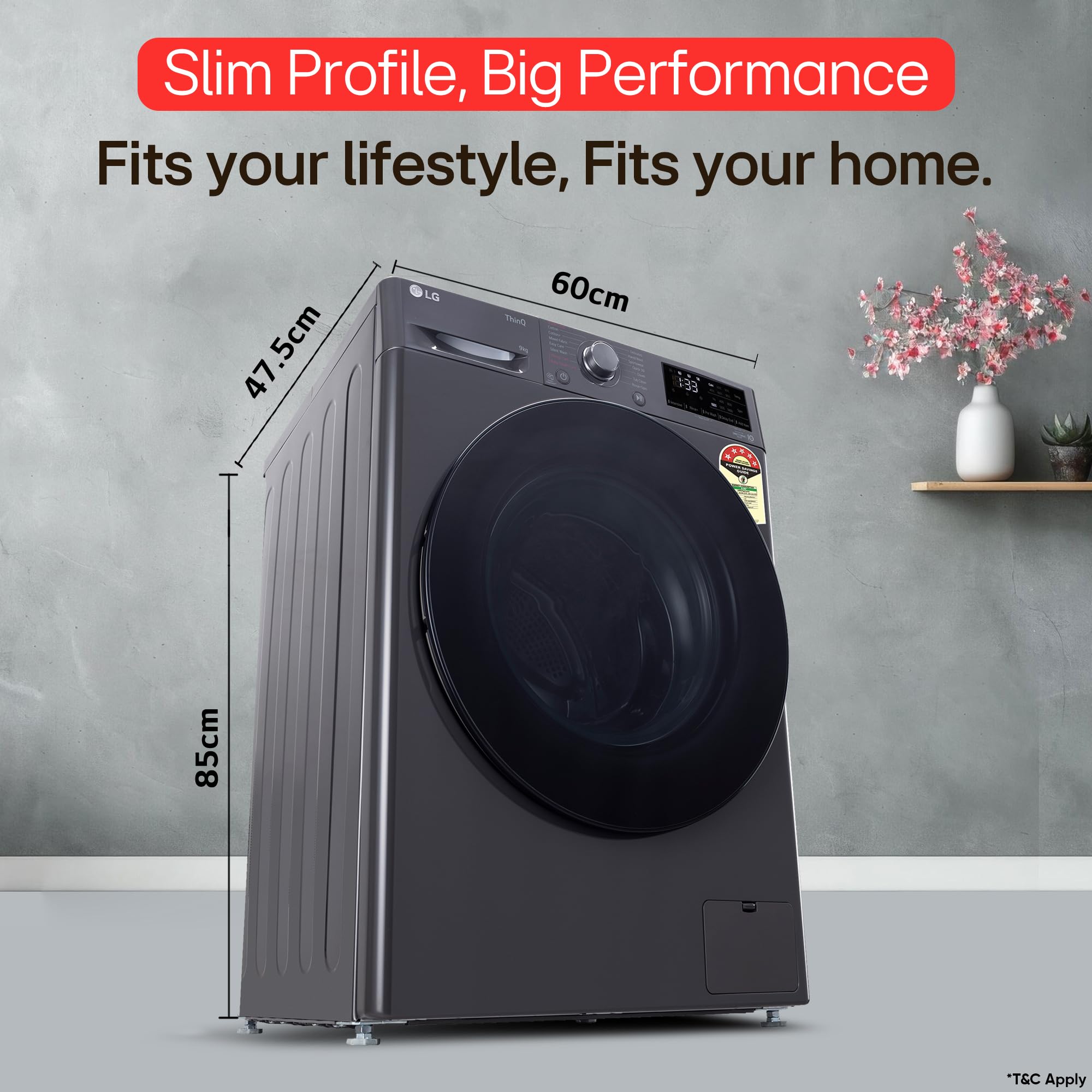 LG Smart Choice, 9 Kg, 5 Star, AI Direct Drive Technology, Steam, 6 Motion DD & Wi-Fi Fully-Automatic Front Load Washing Machine (FHP1209Z5M, Intelligent & Convenient Fabric Care, Middle Black) image 5