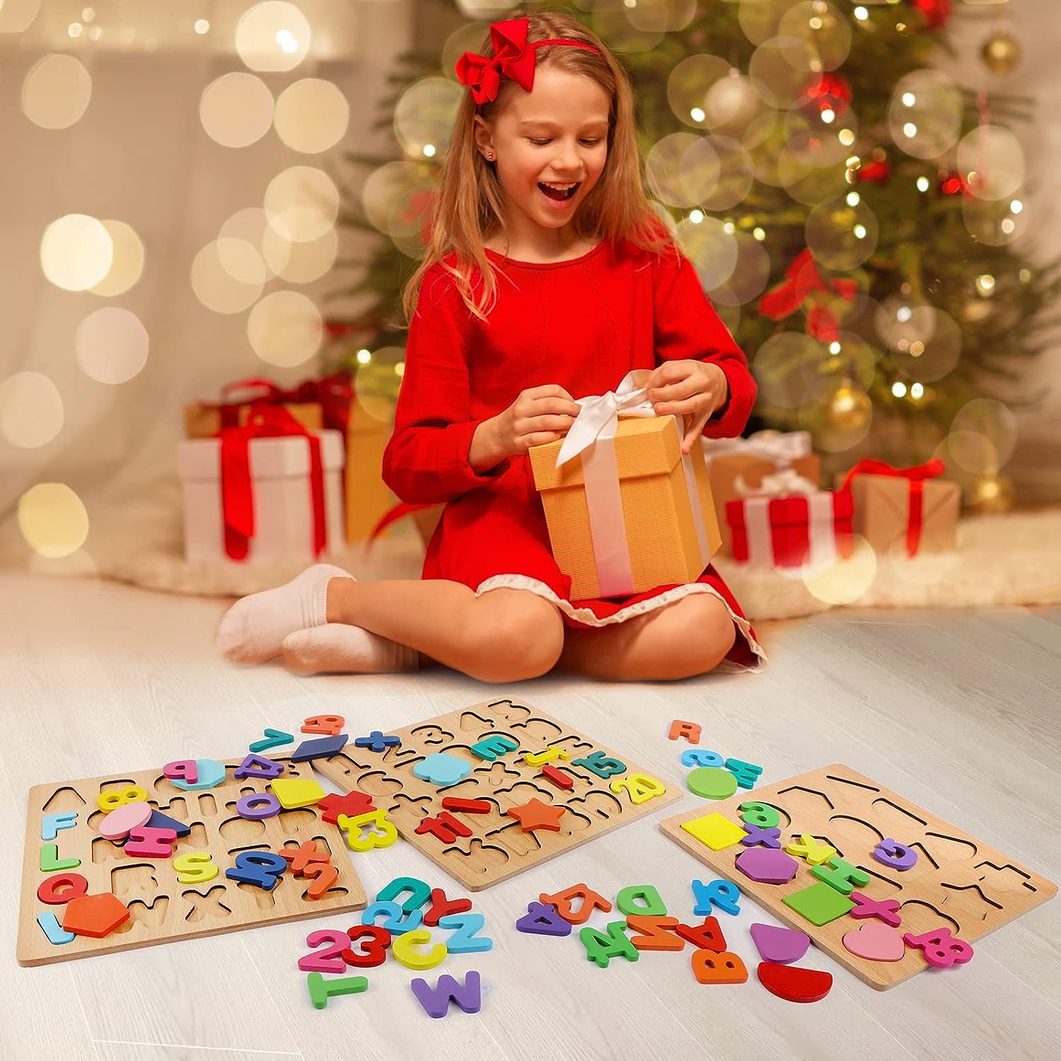 Novo Baby Wooden Learning Educational ABCD Board for Kids, Activity Toys for Toddlers & Preschoolers | ABCD Puzzle Set | Puzzle Toys for 2 Years Old Boys & Girls (Alphabets, Numbers & Shapes) image 4
