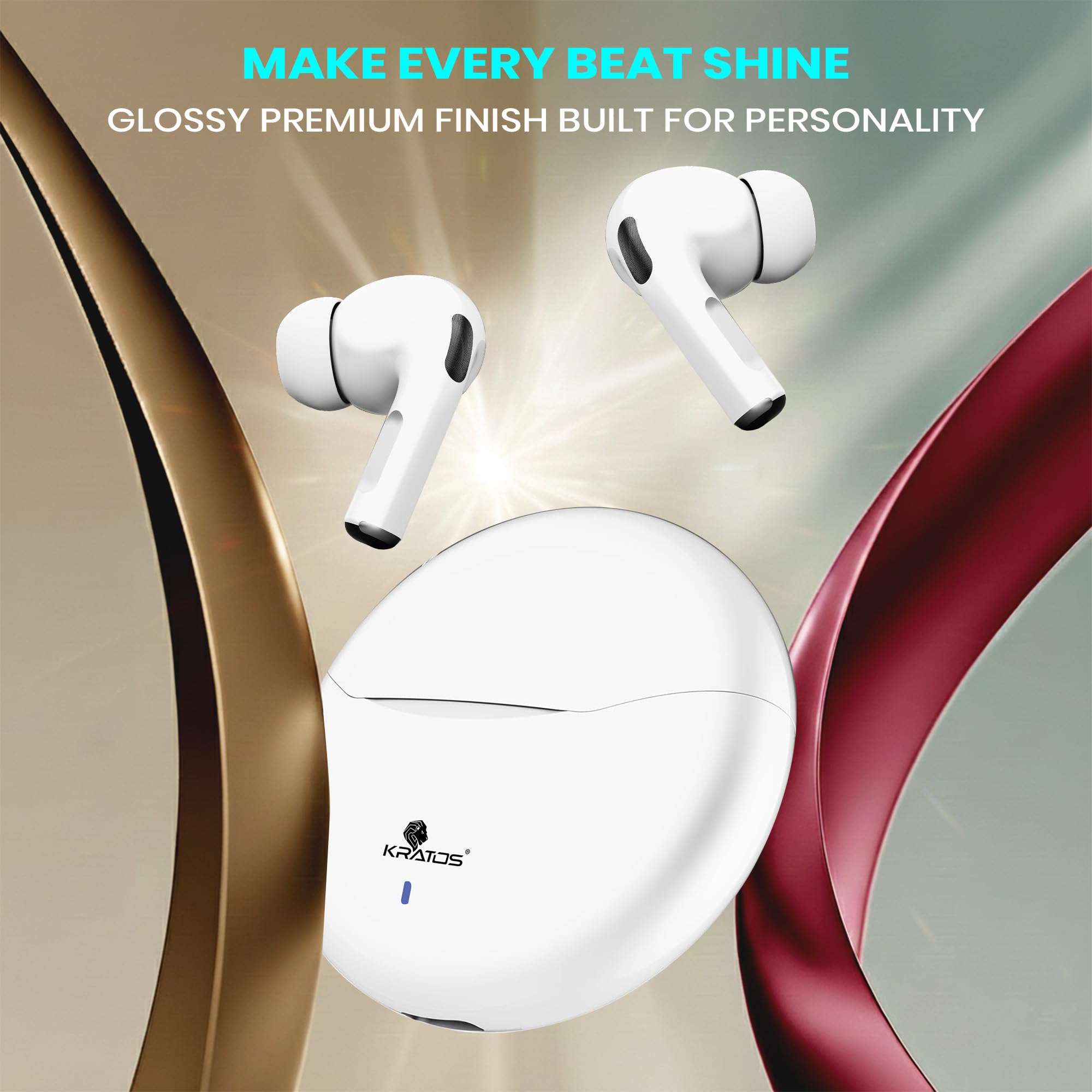 Kratos TW02 Ear Buds Wireless with 30H Playtime, Noise Isolation & Clear Calls, Bluetooth Earbuds with Voice Assistant, Ear Buds with Bluetooth V 5.3 & with Type C Fast Charging, IPX5 TWS Earphones image 4