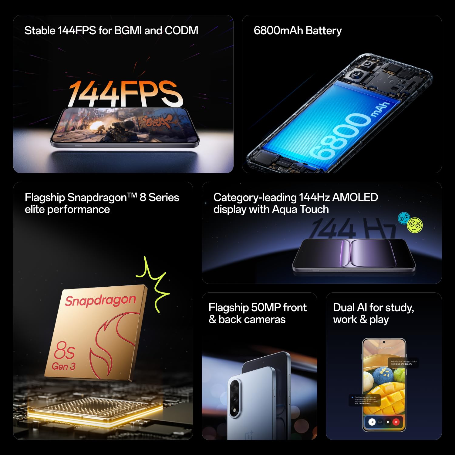 OnePlus Nord 5 | Snapdragon 8s Gen 3 | Stable 144FPS Gaming | Dual 50MP Flagship Camera | Powered by OnePlus AI | 256GB 8GB | Dry Ice image 4