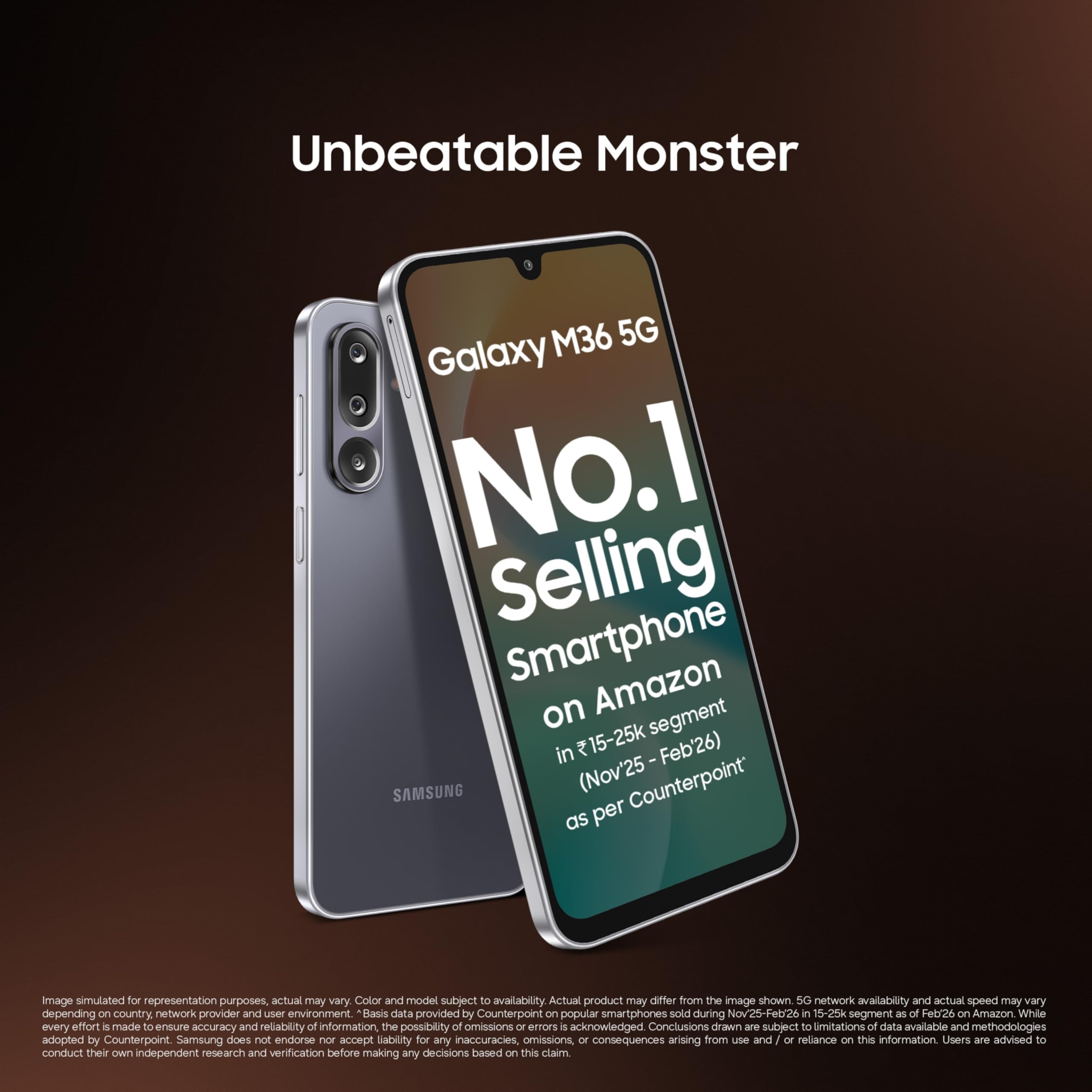 Samsung Galaxy M36 5G Mobile (Velvet Black, 6GB RAM, 128GB Storage) | Google Gemini| Gorilla Glass Victus+ | 7.7mm | AI Enhanced 50MP OIS Triple Camera| Nightography| Lag-free Gaming | Without Charger image 2