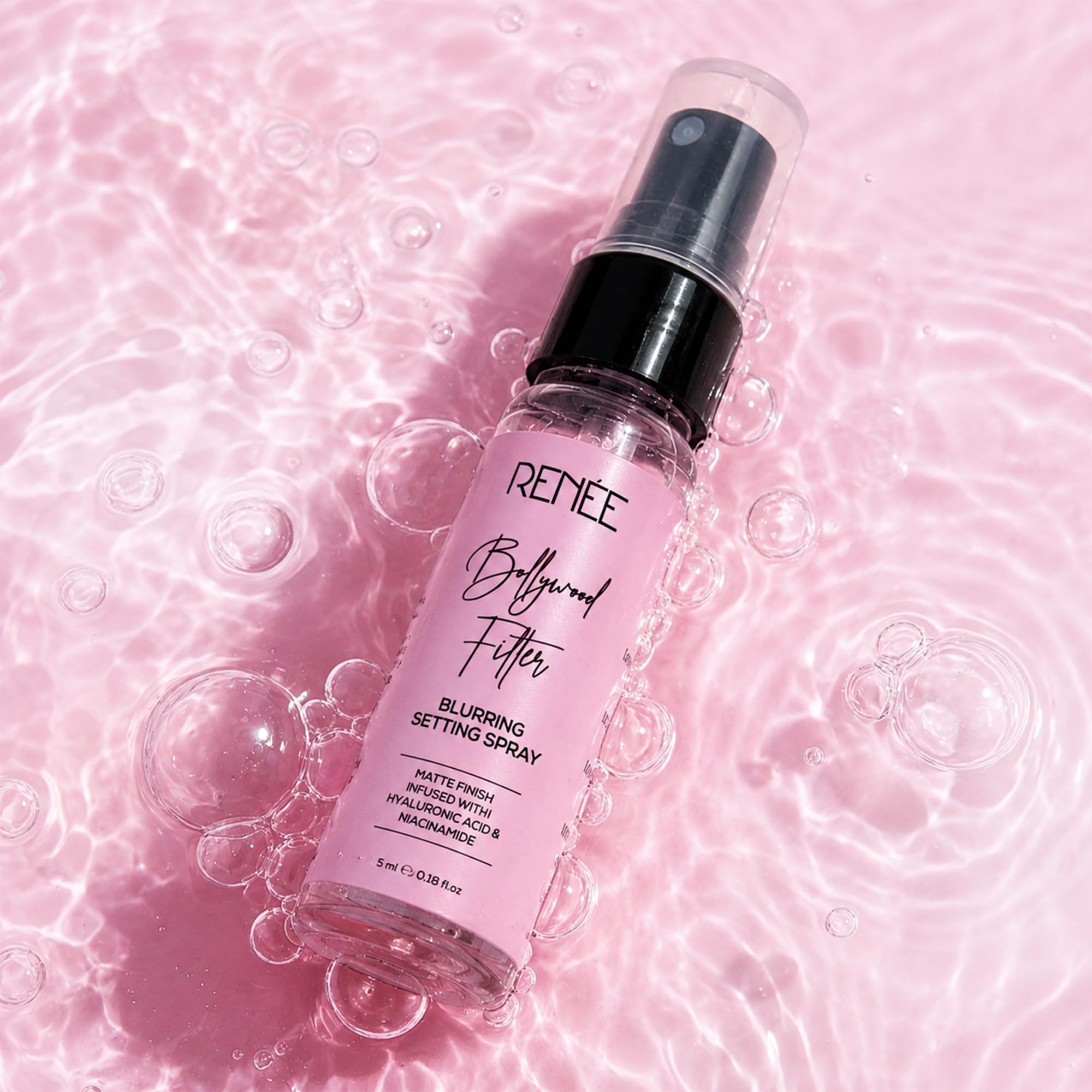 RENEE Bollywood Filter Blurring Setting Spray for Face Makeup, Matte Finish & Pore Blur Effect with Niacinamide & Hyaluronic Acid, Long Lasting Makeup Fixer & Shine Control, Fine Mist 5ml image 2