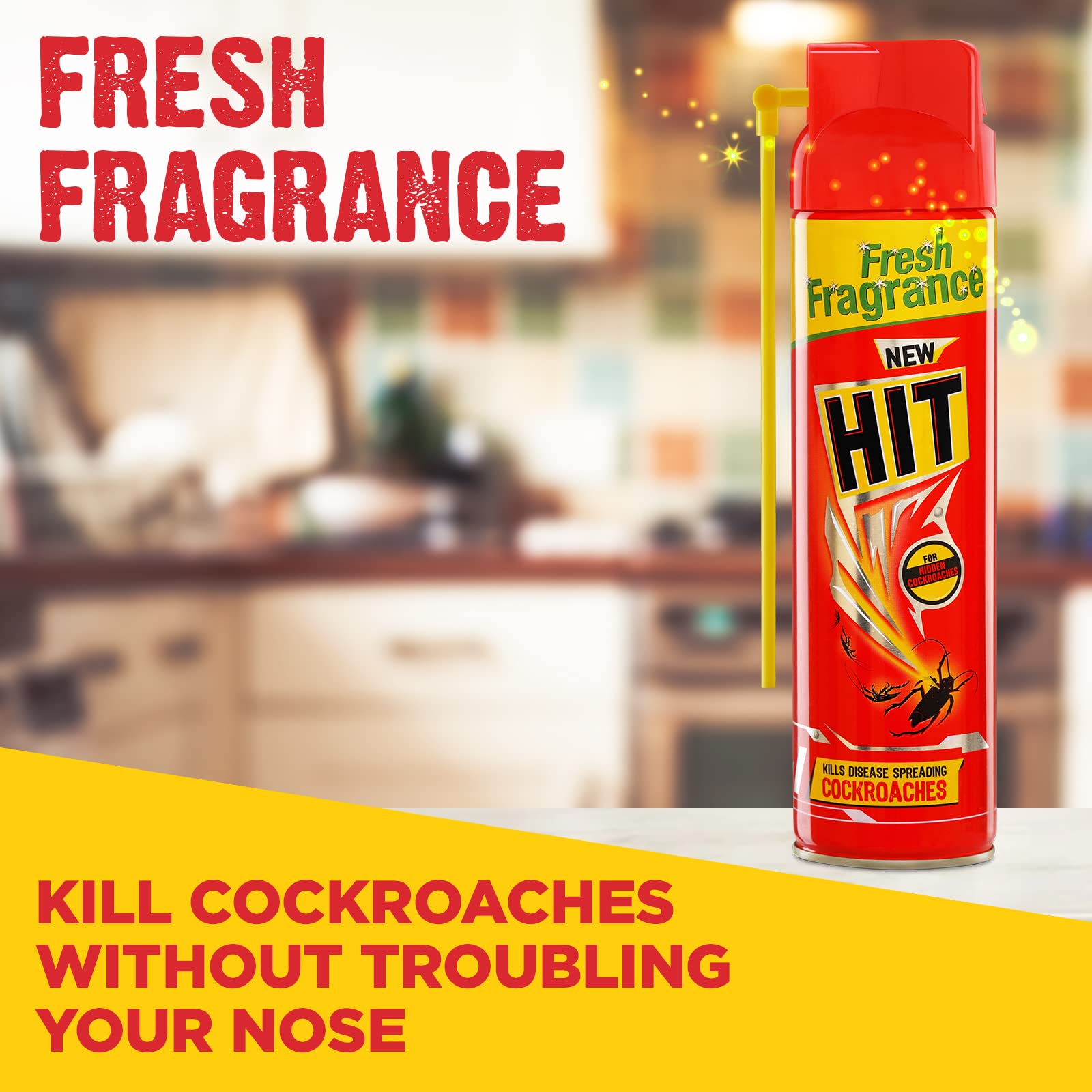 HIT Crawling Insect Killer Cockroach Killer Spray | Instant Kill | Deep-Reach Nozzle | Fresh Fragrance, 700ml image 4