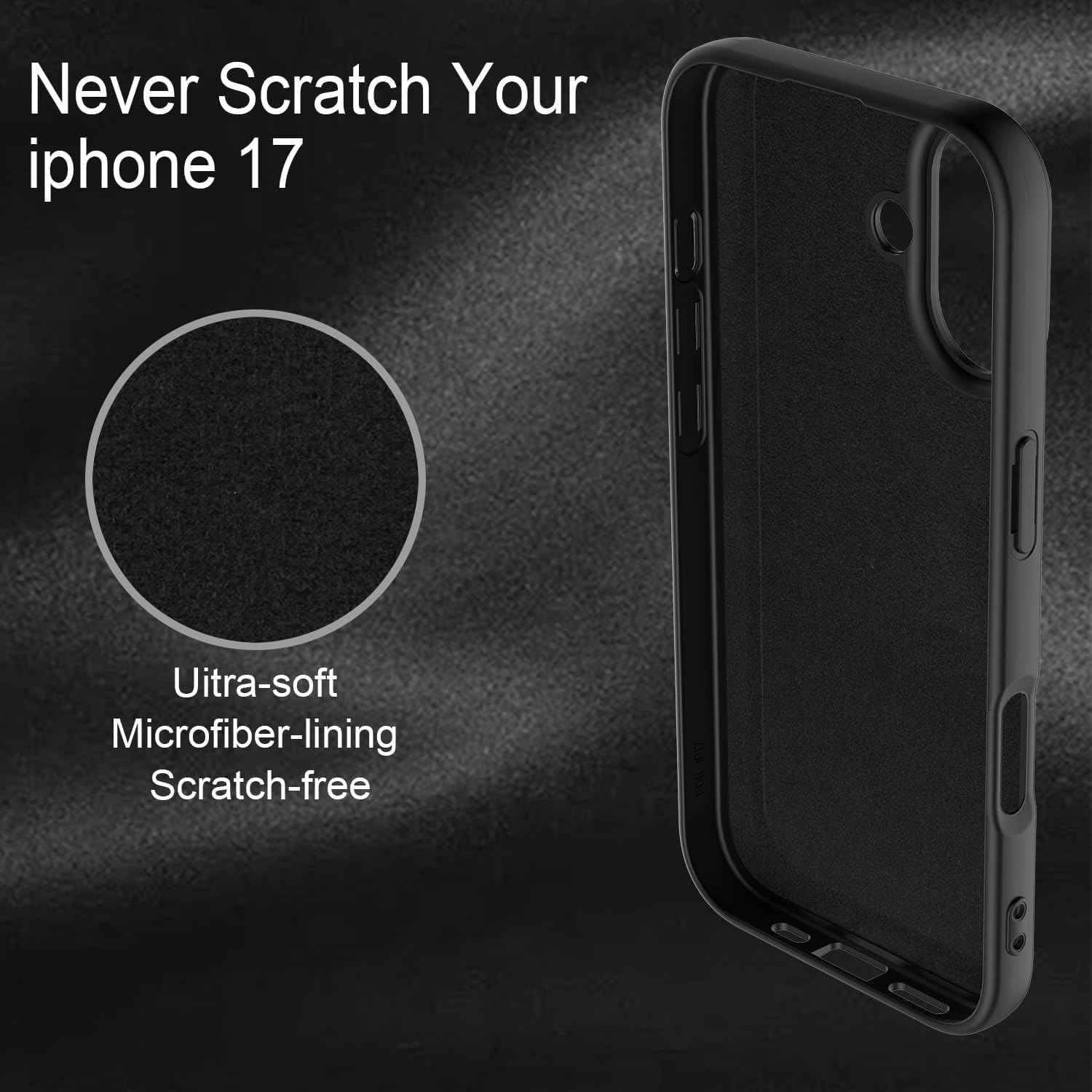 DIZORO Compatible with iPhone 17 Case 6.3, Slim Liquid Silicone 3 Layers Full Covered Soft Gel Rubber Phone Cases Protective Back Cover 6.3 Inch - Black image 3
