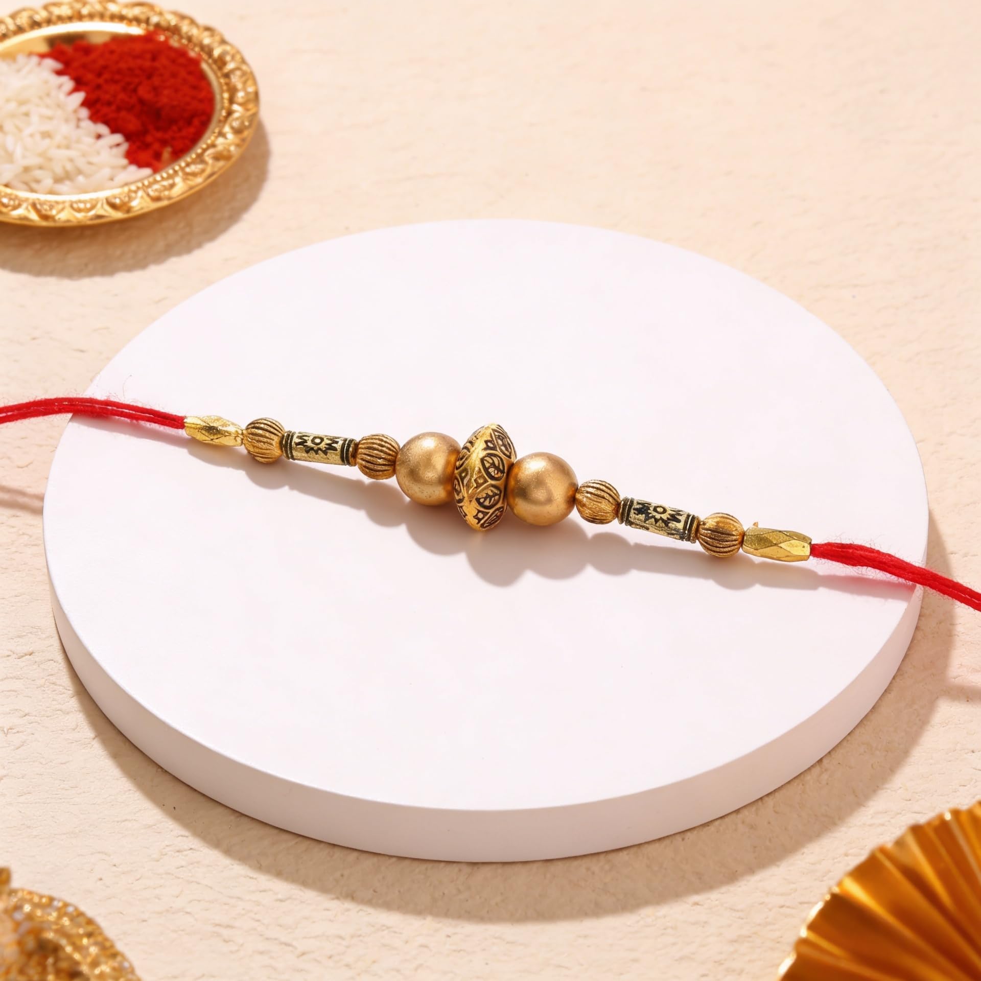 Golden Beads Dhaga Rakhi image 2