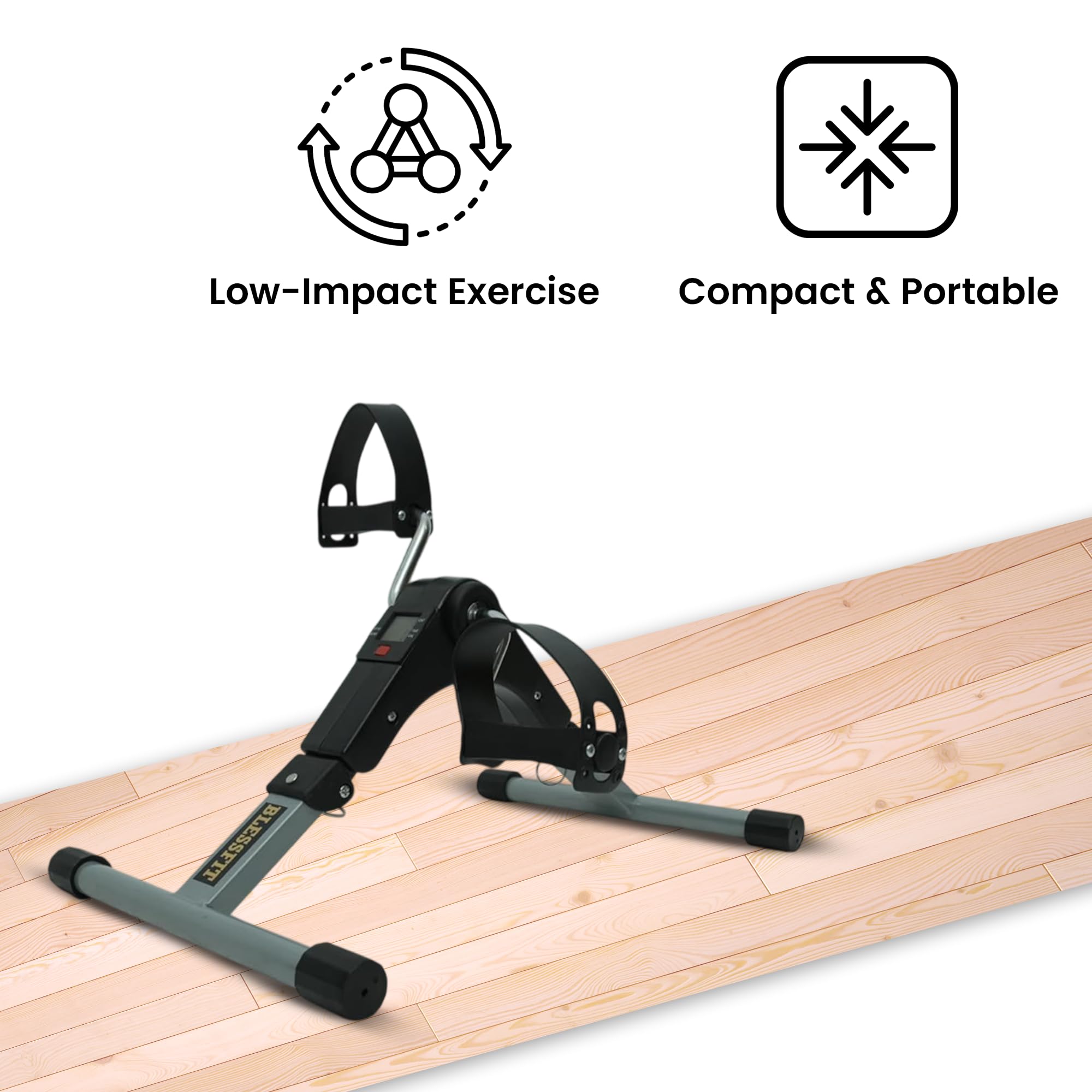 Mini Exercise Cycle for Home | Compact Indoor Pedal Exerciser | Leg Strength and Stamina Improvement | Low-Impact Fitness Equipment | Black Grey | Iron & PVC Construction image 2