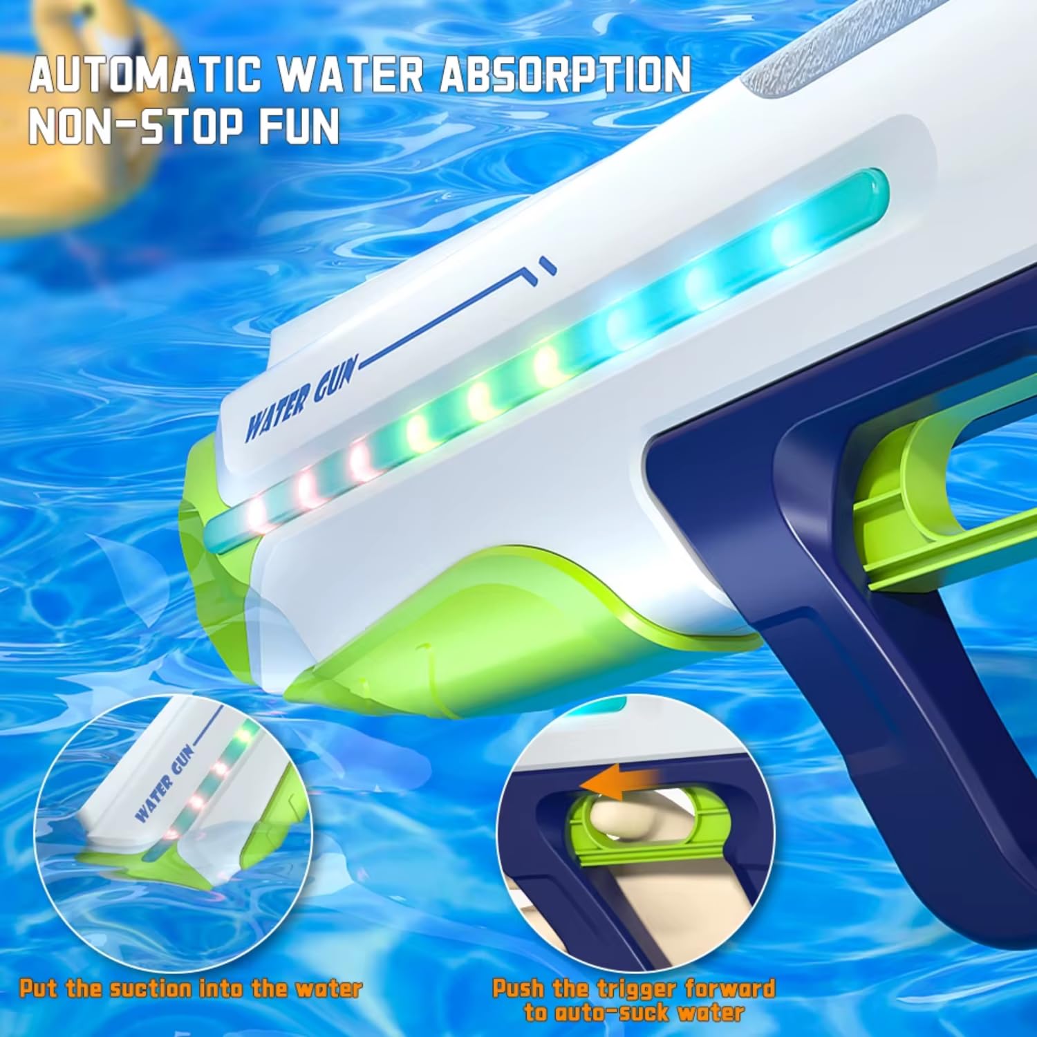Storio Rechargeable Electric Automatic Continuous Shooting High Pressure High Power Holi Pichkari Water Gun Toy for Kids - Auto Suction, 25-32Ft Range, Self-Filling image 4