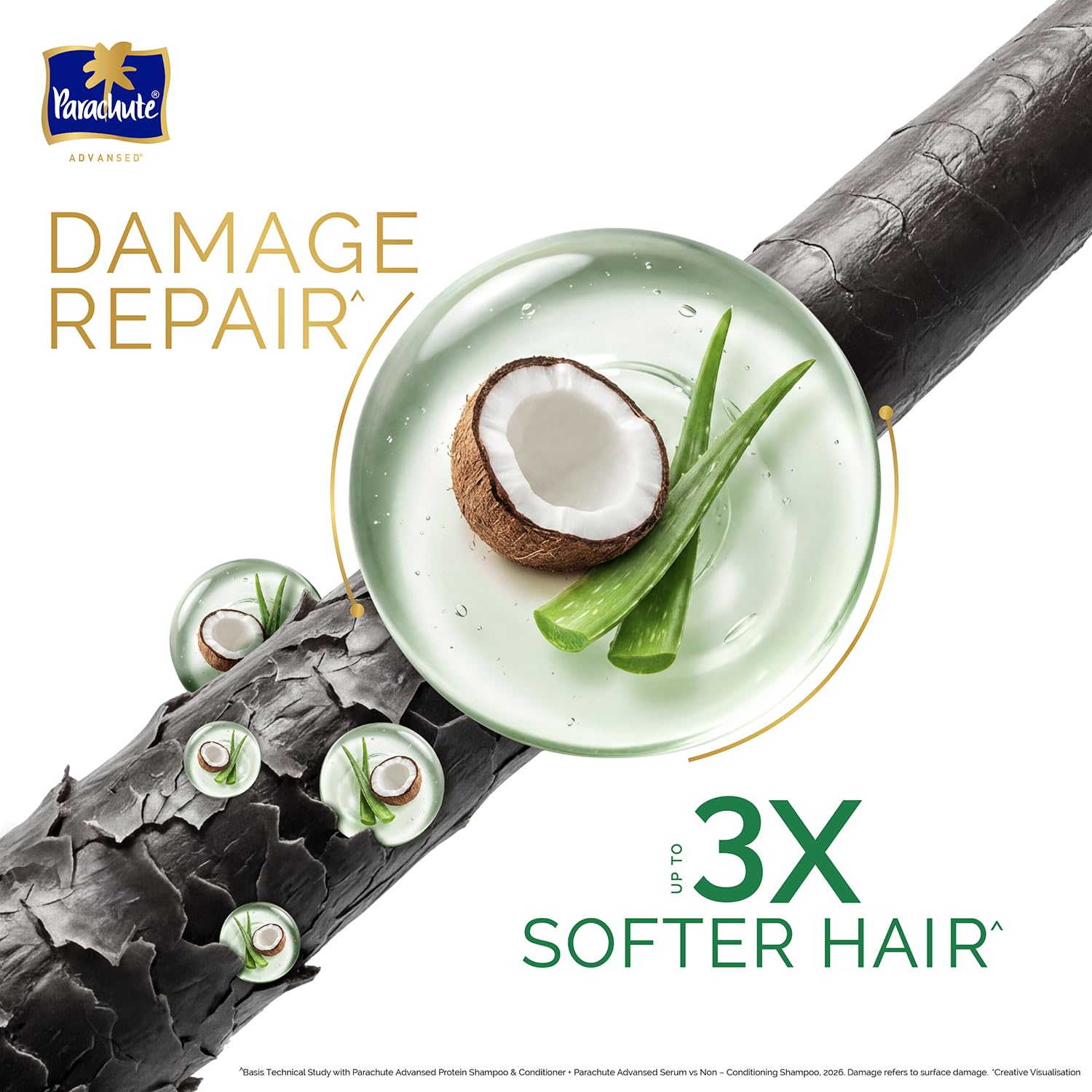 Parachute Advansed Protein Shampoo | with Coconut Milk and Aloe Vera | For up to 100% Damage Repair & up to 3X Softer Hair | Protein Lock Technology | Paraben-Free | For Men & Women | 1.2L image 5