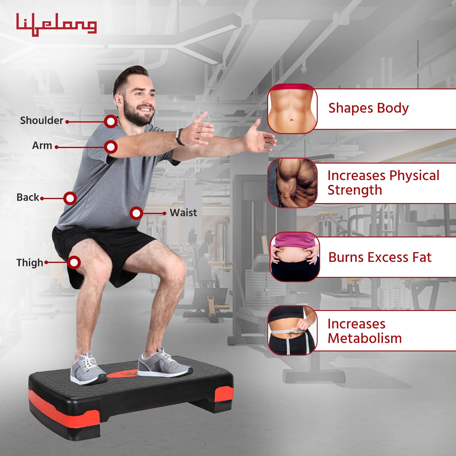 Lifelong Polypropylene Exercise Fitness Stepper for Exercise Aerobics Stepper | Max Weight 200kg image 4