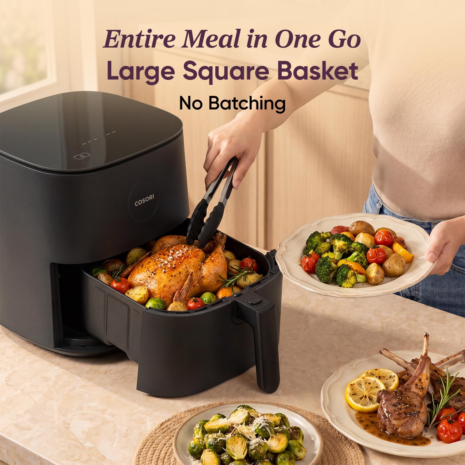 COSORI Air Fryer 5 QT (4.7 Litre) Black, 1500W Fast Cooking 9 Preset Menu, 30 Recipes Cookbook, Grill, Broil, Roast, Toast, Bake, Reheat, Defrost, Digital Touch Panel (CAF-L501) image 5