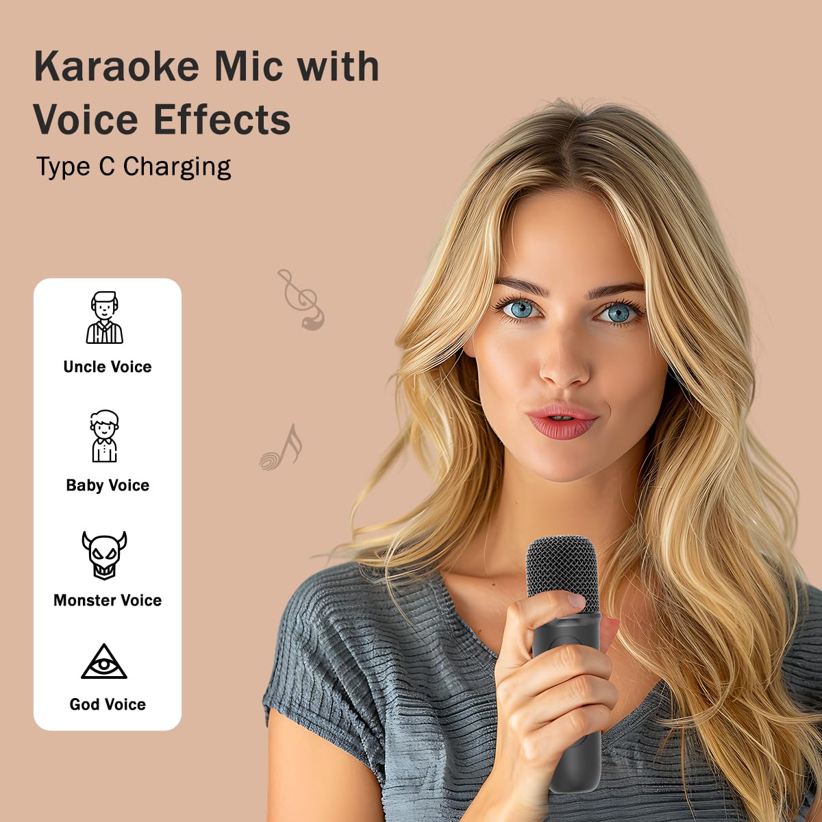 pTron Newly Launched Fusion Bliss 16W Bluetooth Speaker with Wireless Karaoke Mic, 6Hrs Playtime, Vibrant RGB Lights, Voice Effects, Multi-Play Modes BT5.3/TF Card & Type-C Charging Port (Black) image 4